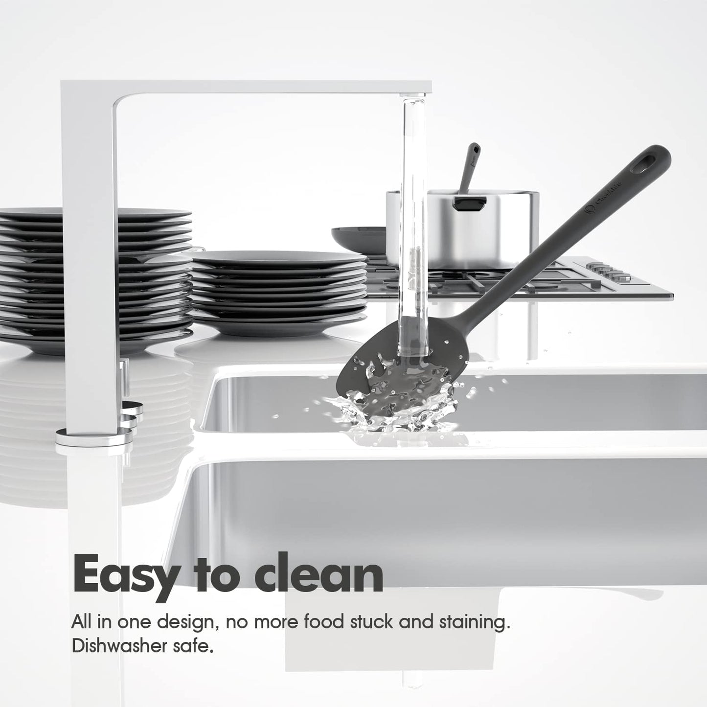 5 Pieces Silicone Spatula Set, Food Grade Rubber Spatula, Upgrade Strong Handle with Ergonomic Grip, Heat Resistant Up to 600°F for Nonstick Cookware, Cooking