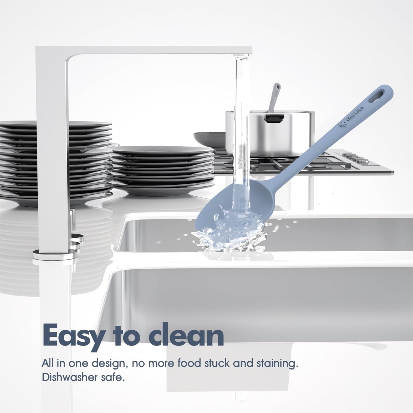 5 Pieces Silicone Spatula Set, Food Grade Rubber Spatula, Upgrade Strong Handle with Ergonomic Grip, Heat Resistant Up to 600°F for Nonstick Cookware, Cooking