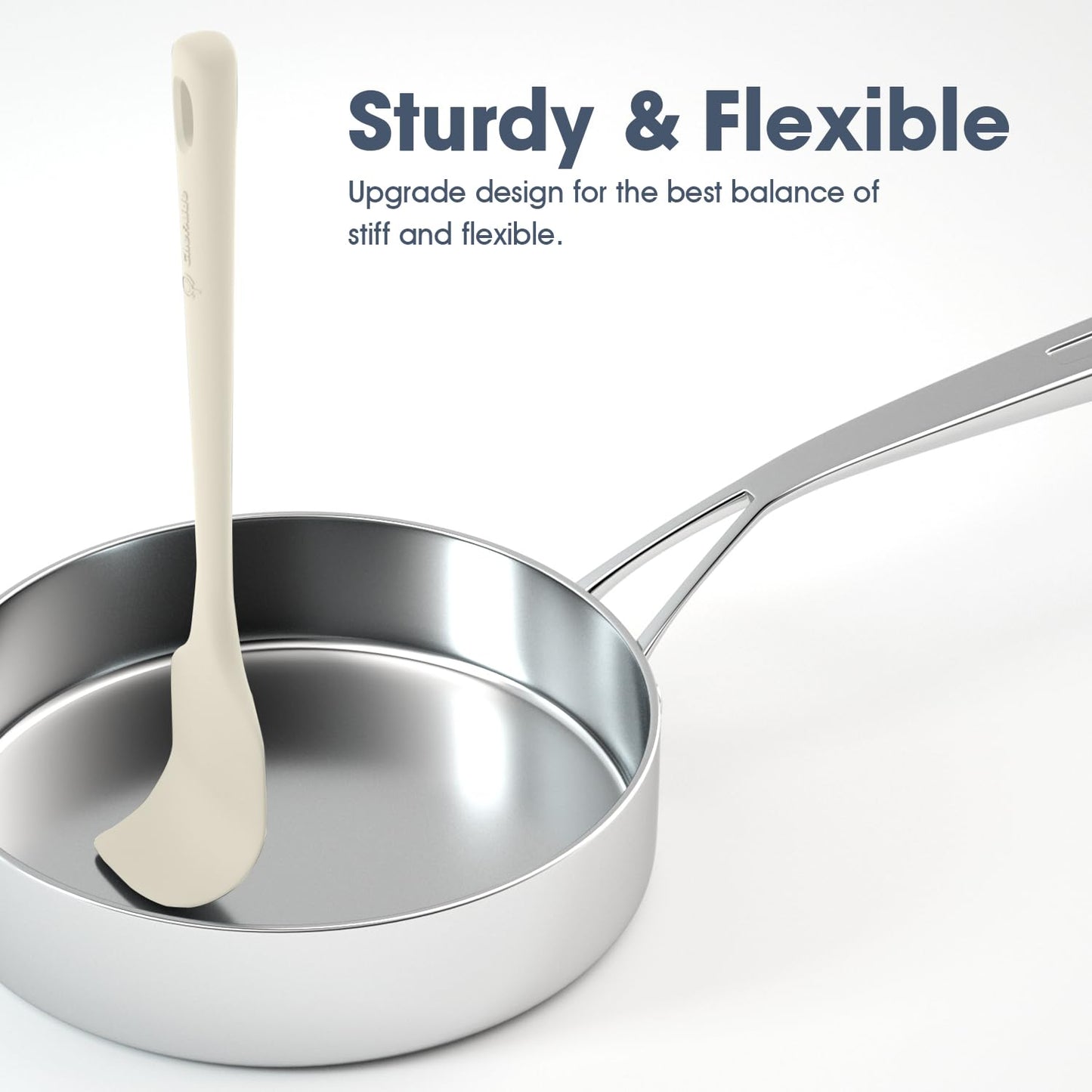 5 Pieces Silicone Spatula Set, Food Grade Rubber Spatula, Upgrade Strong Handle with Ergonomic Grip, Heat Resistant Up to 600°F for Nonstick Cookware, Cooking