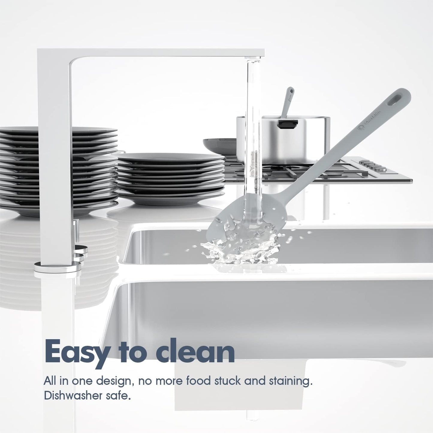 5 Pieces Silicone Spatula Set, Food Grade Rubber Spatula, Upgrade Strong Handle with Ergonomic Grip, Heat Resistant Up to 600°F for Nonstick Cookware, Cooking