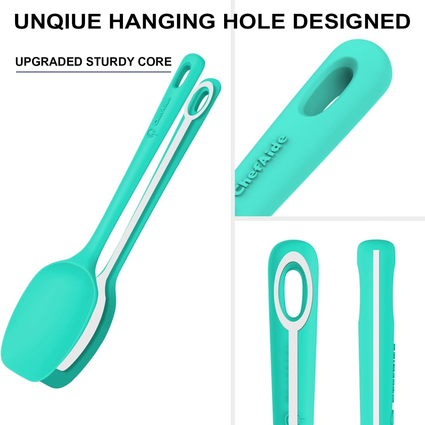 5 Pieces Silicone Spatula Set, Food Grade Rubber Spatula, Upgrade Strong Handle with Ergonomic Grip, Heat Resistant Up to 600°F for Nonstick Cookware, Cooking