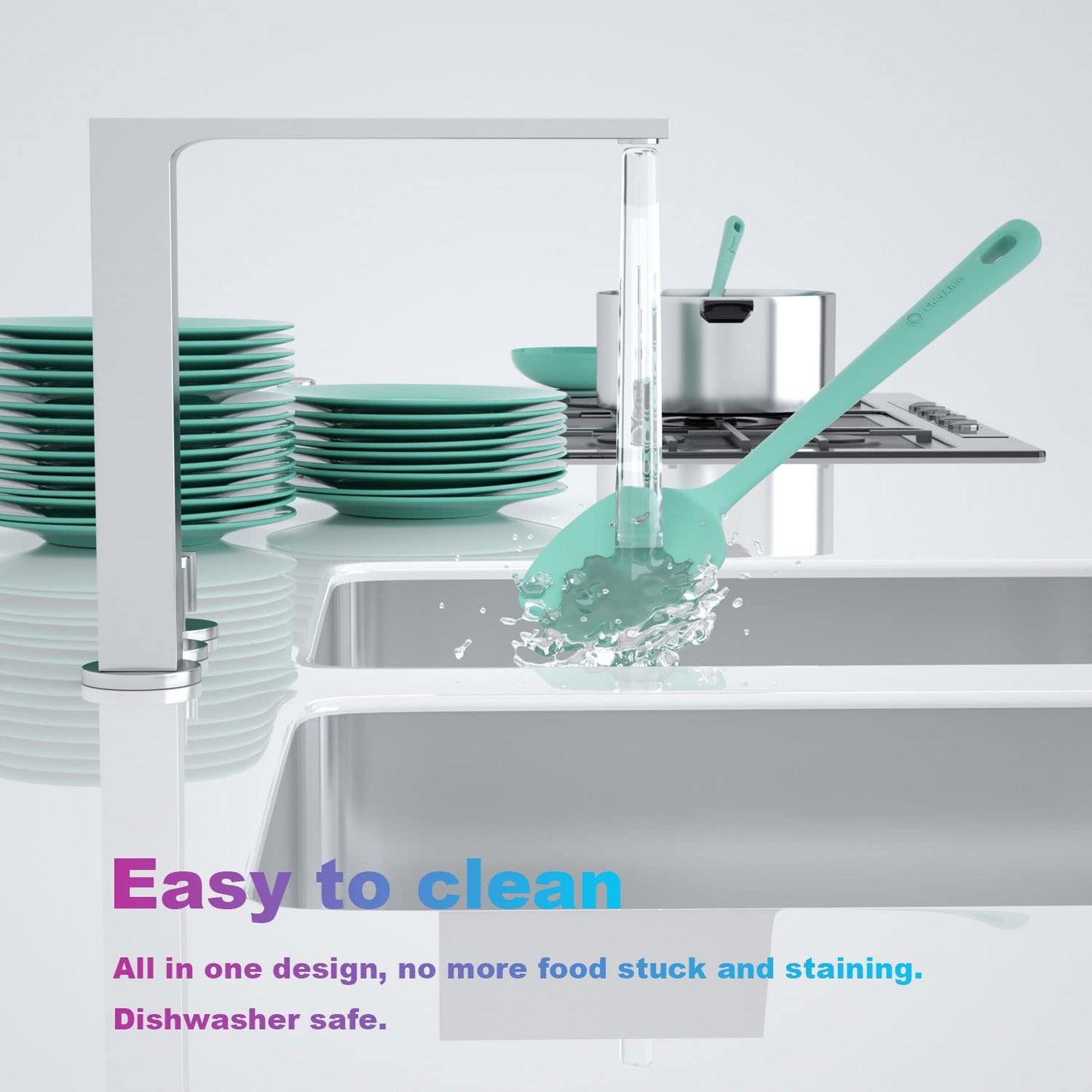 5 Pieces Silicone Spatula Set, Food Grade Rubber Spatula, Upgrade Strong Handle with Ergonomic Grip, Heat Resistant Up to 600°F for Nonstick Cookware, Cooking