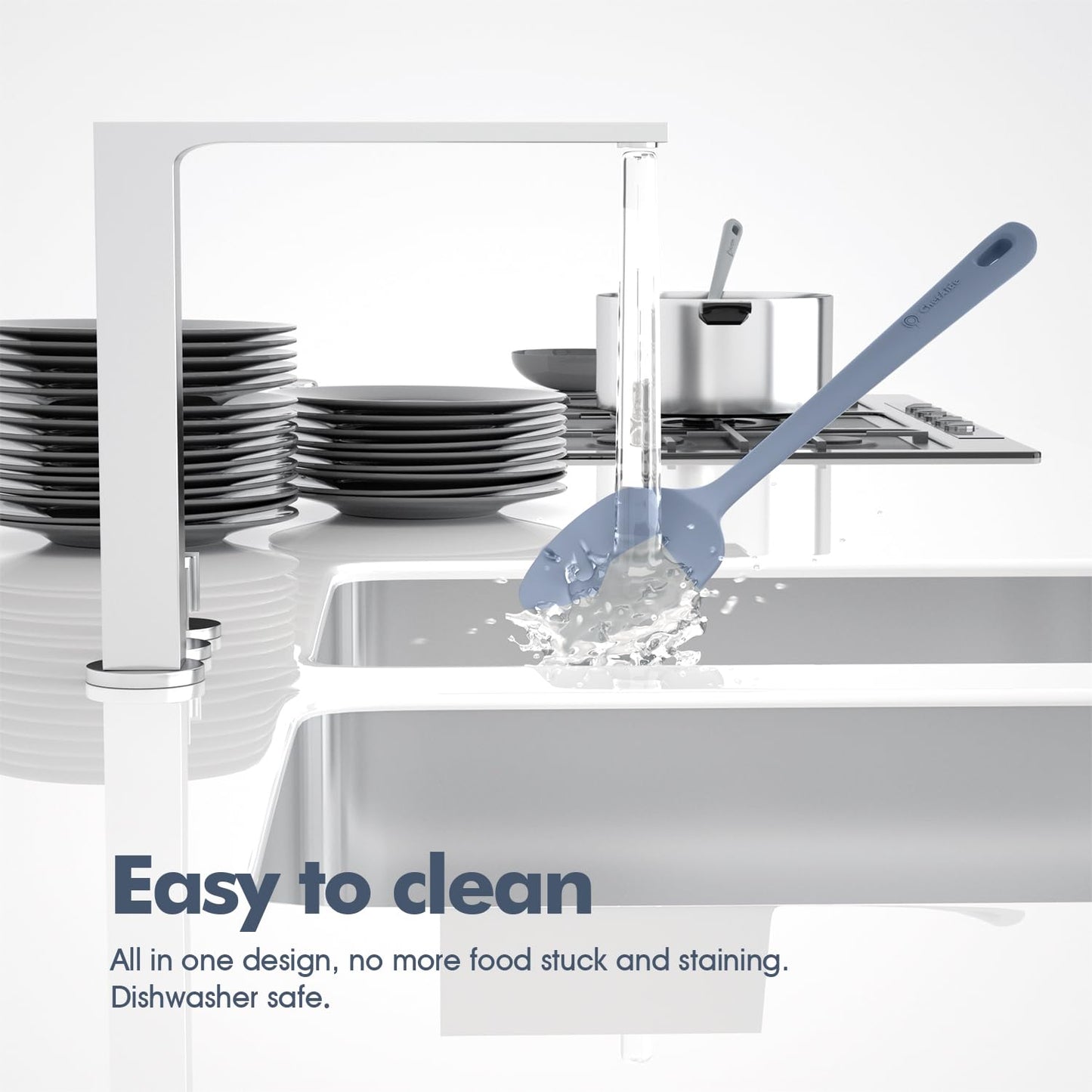 5 Pieces Silicone Spatula Set, Food Grade Rubber Spatula, Upgrade Strong Handle with Ergonomic Grip, Heat Resistant Up to 600°F for Nonstick Cookware, Cooking