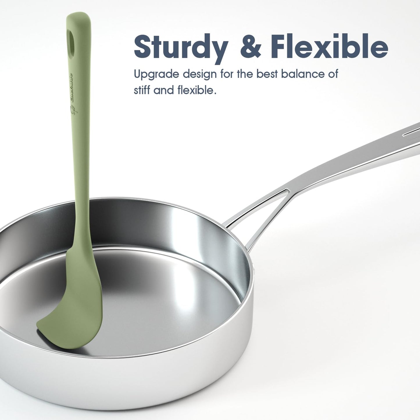 5 Pieces Silicone Spatula Set, Food Grade Rubber Spatula, Upgrade Strong Handle with Ergonomic Grip, Heat Resistant Up to 600°F for Nonstick Cookware, Cooking