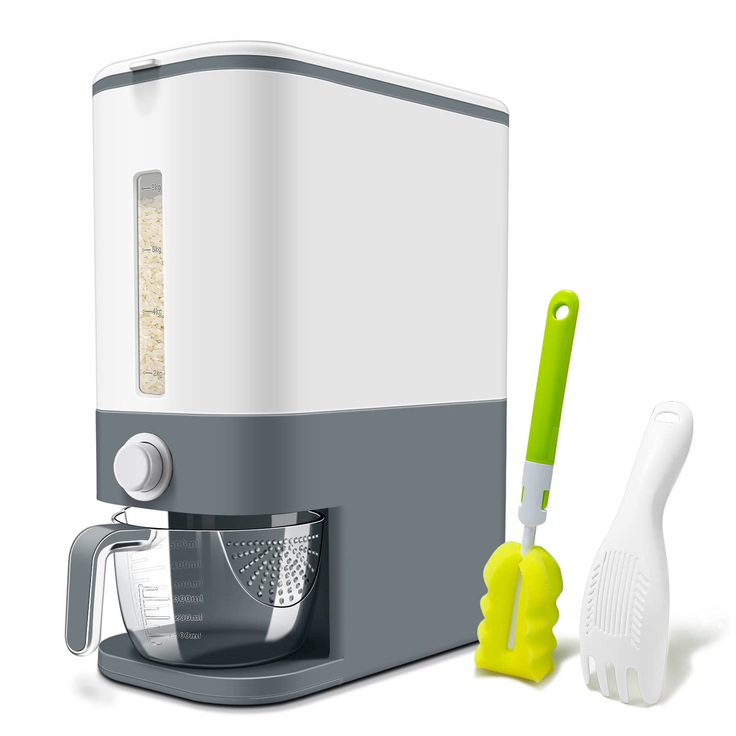 22-25 Lbs Rice Dispenser, Large Cereal Dry Food Storage Containers with Measuring Cup,BPA-Free Household for Kitchen Pantry Organization-Blue