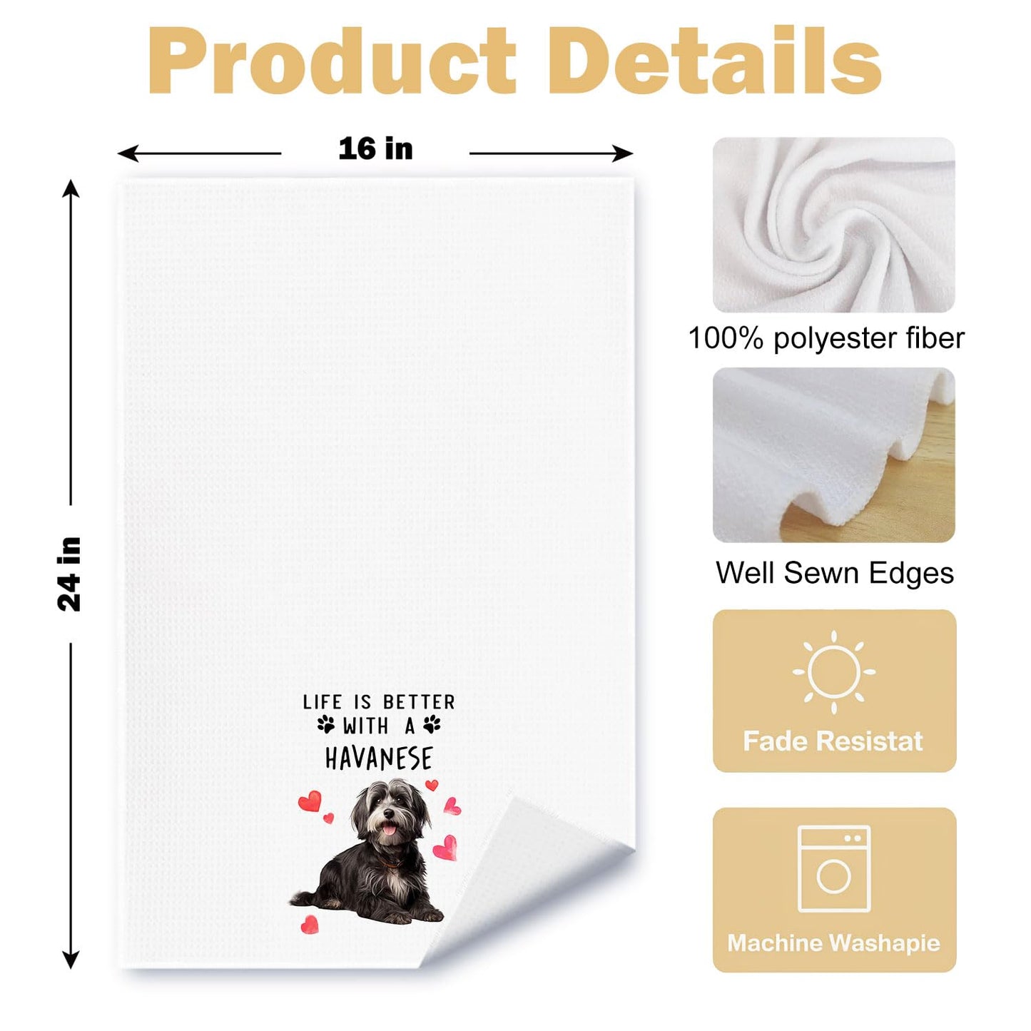 Cavapoo Dog Kitchen Towels, Cavapoo Gifts for Women Dish Tea Towels for Kitchen Decor, Dog Lovers Mom Gifts Decorative Hand Towel for Bathroom, 16x24 Inches