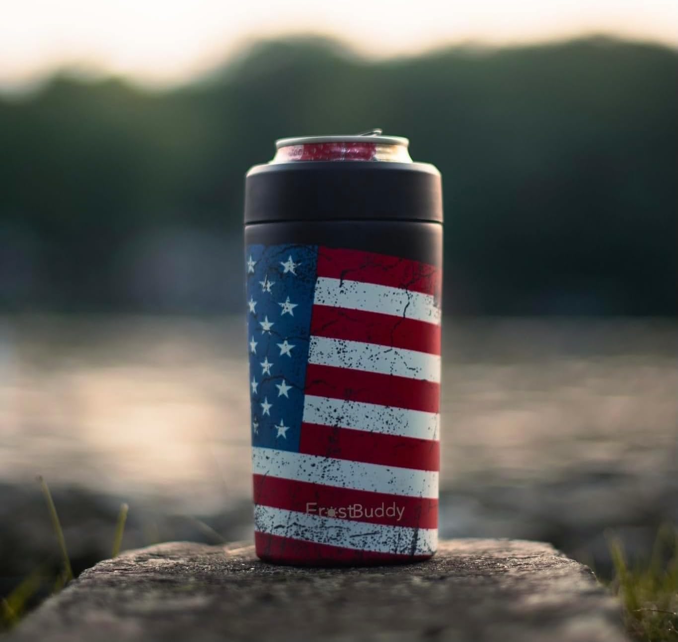 Frost Buddy Universal Buddy Can Cooler - Fits All - For Regular 12 & 16 oz or Slim-Size Bottles - Insulated Double -Walled Stainless Steel (All white)