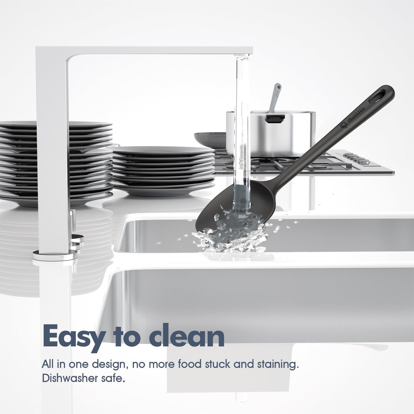 5 Pieces Silicone Spatula Set, Food Grade Rubber Spatula, Upgrade Strong Handle with Ergonomic Grip, Heat Resistant Up to 600°F for Nonstick Cookware, Cooking