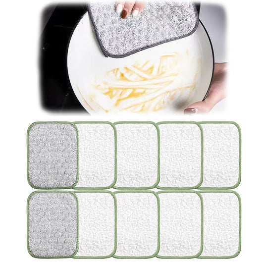 Multipurpose Wire Dishwashing Rags, 2025 Upgraded Double-Sided Metal and Cotton Dish Cloth for Wet and Dry, No Scratches Kitchen Cleaning Dish Rags for Sinks, Pots, Pans (5)