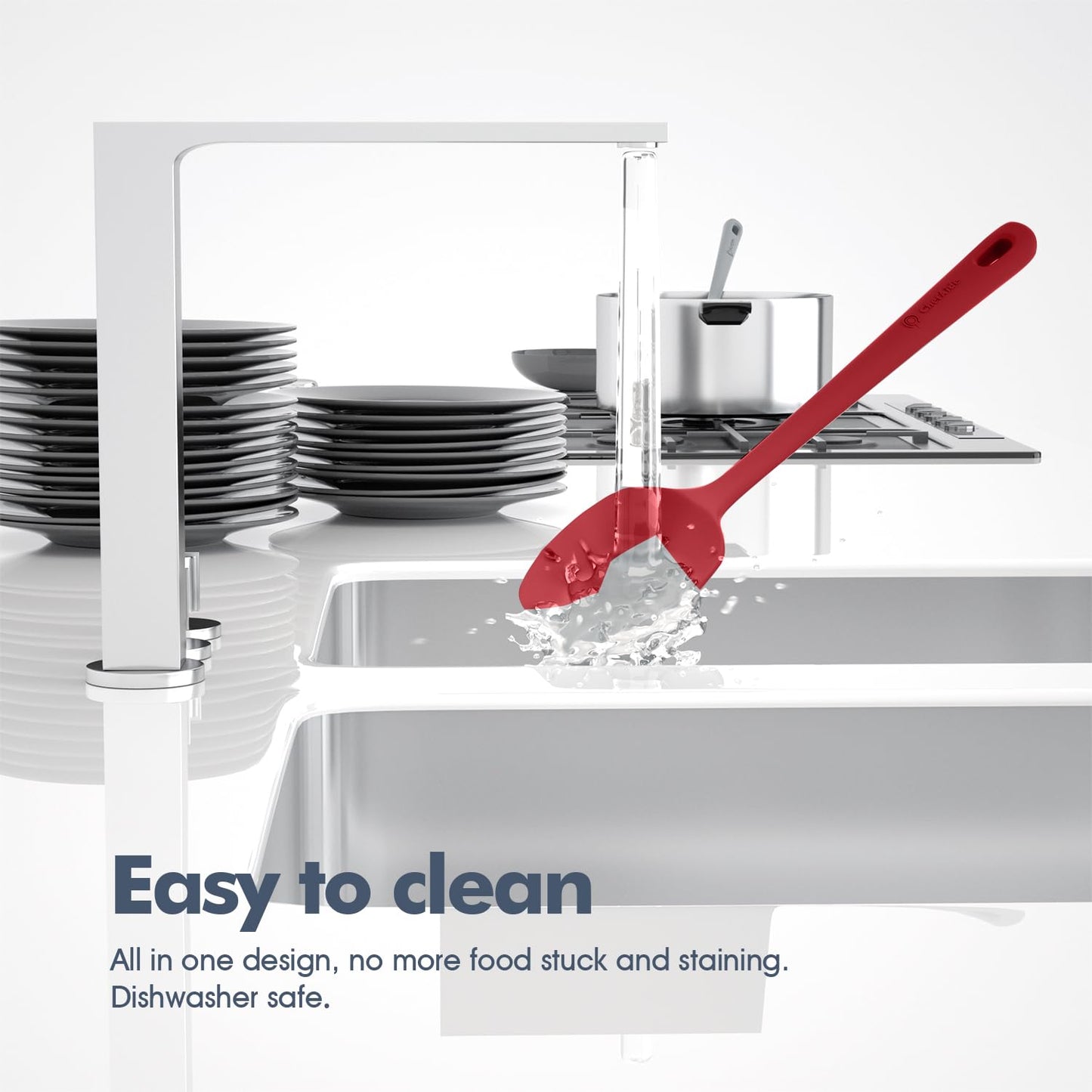 5 Pieces Silicone Spatula Set, Food Grade Rubber Spatula, Upgrade Strong Handle with Ergonomic Grip, Heat Resistant Up to 600°F for Nonstick Cookware, Cooking