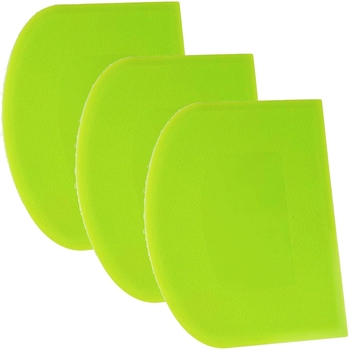 SURDOCA Dough Scraper Bench Scraper - 3P 4.7x3.7" Plastic Flexible Bowl Scraper, Sharp Edge & Angles Cake Scraper. Non-Slip Bakeware Decorating Tools Sculpting & Modeling Tools - Yellow+Green+Yellow
