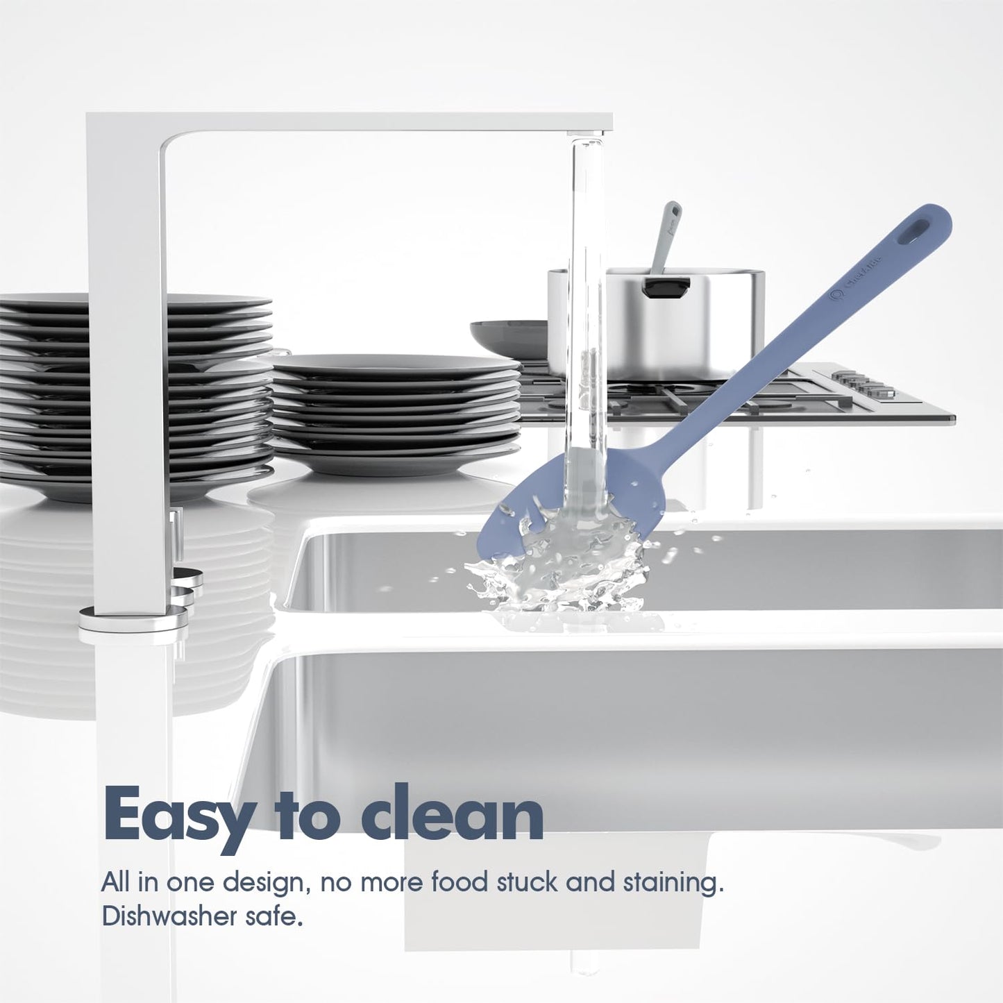 5 Pieces Silicone Spatula Set, Food Grade Rubber Spatula, Upgrade Strong Handle with Ergonomic Grip, Heat Resistant Up to 600°F for Nonstick Cookware, Cooking