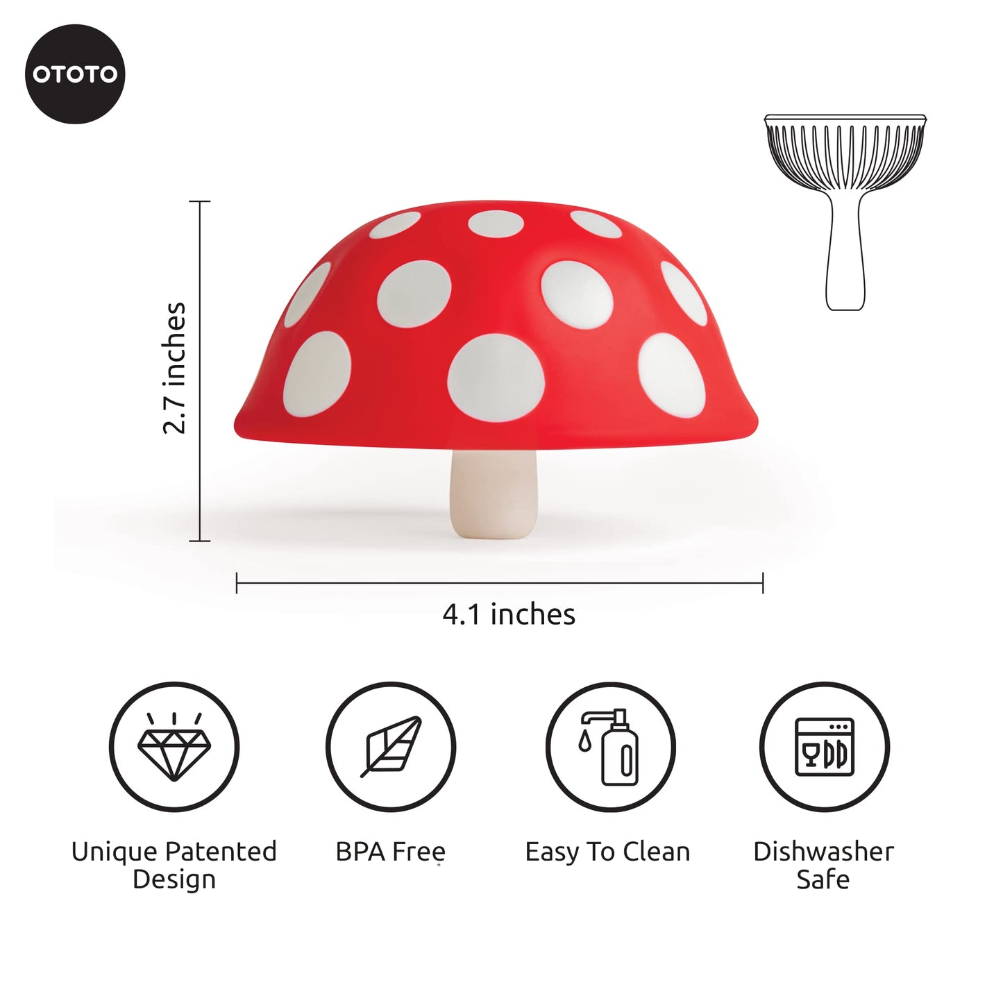 OTOTO Mushroom - Foldable Small Kitchen Funnel with Wide Mouth for Jars. Bottle Liquid Transfer - Silicone, 100% Food Safe, BPA Free, Dishwasher Safe