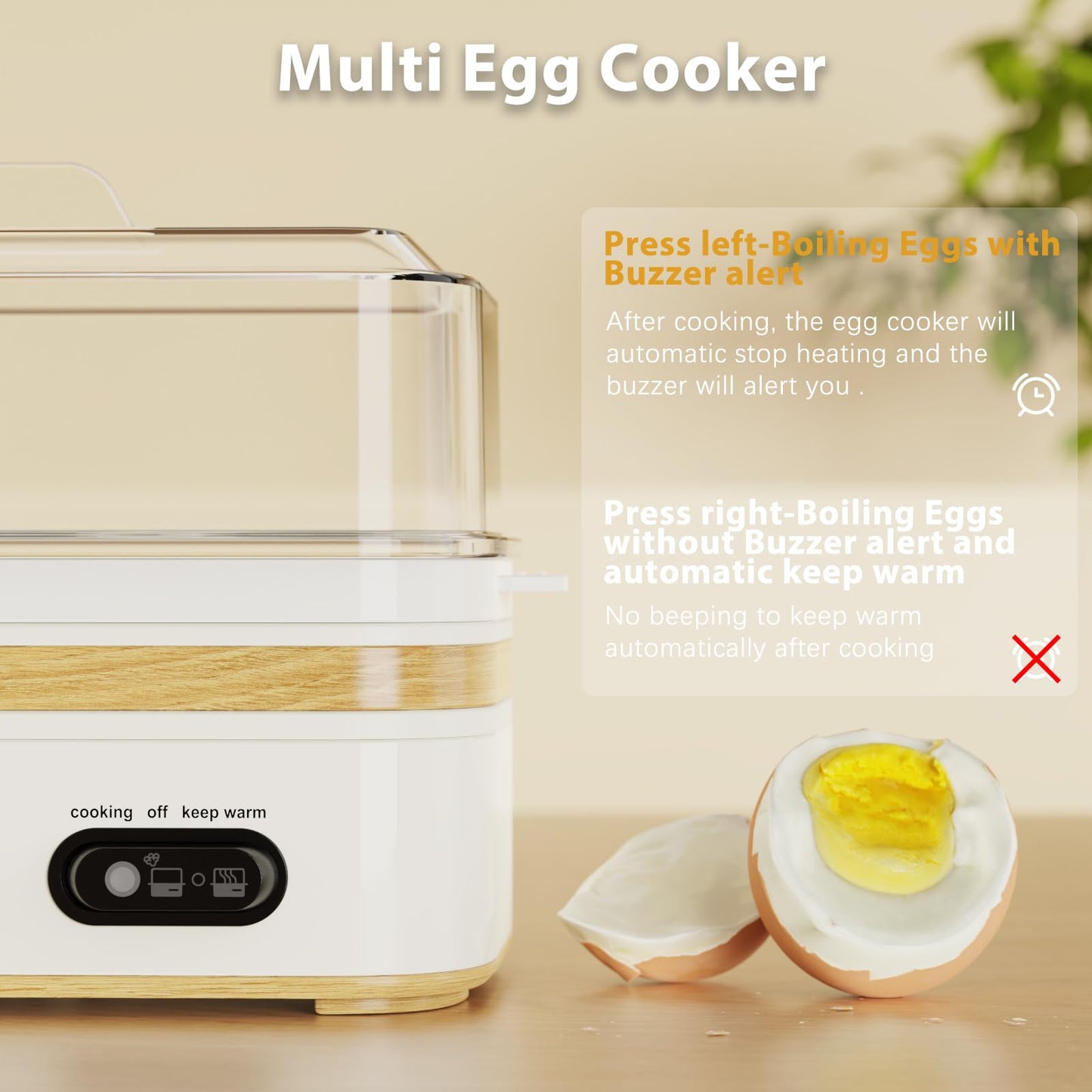 Evoloop Rapid Egg Cooker Electric 6 Eggs Capacity, Soft, Medium, Hard Boiled, Poacher, Omelet Maker Egg Poacher With Auto Shut-Off, BPA Free