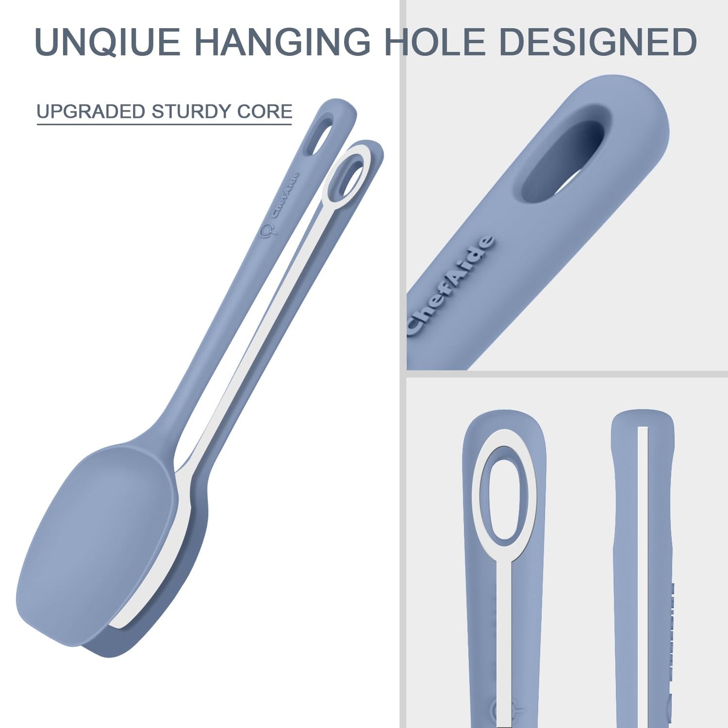 5 Pieces Silicone Spatula Set, Food Grade Rubber Spatula, Upgrade Strong Handle with Ergonomic Grip, Heat Resistant Up to 600°F for Nonstick Cookware, Cooking