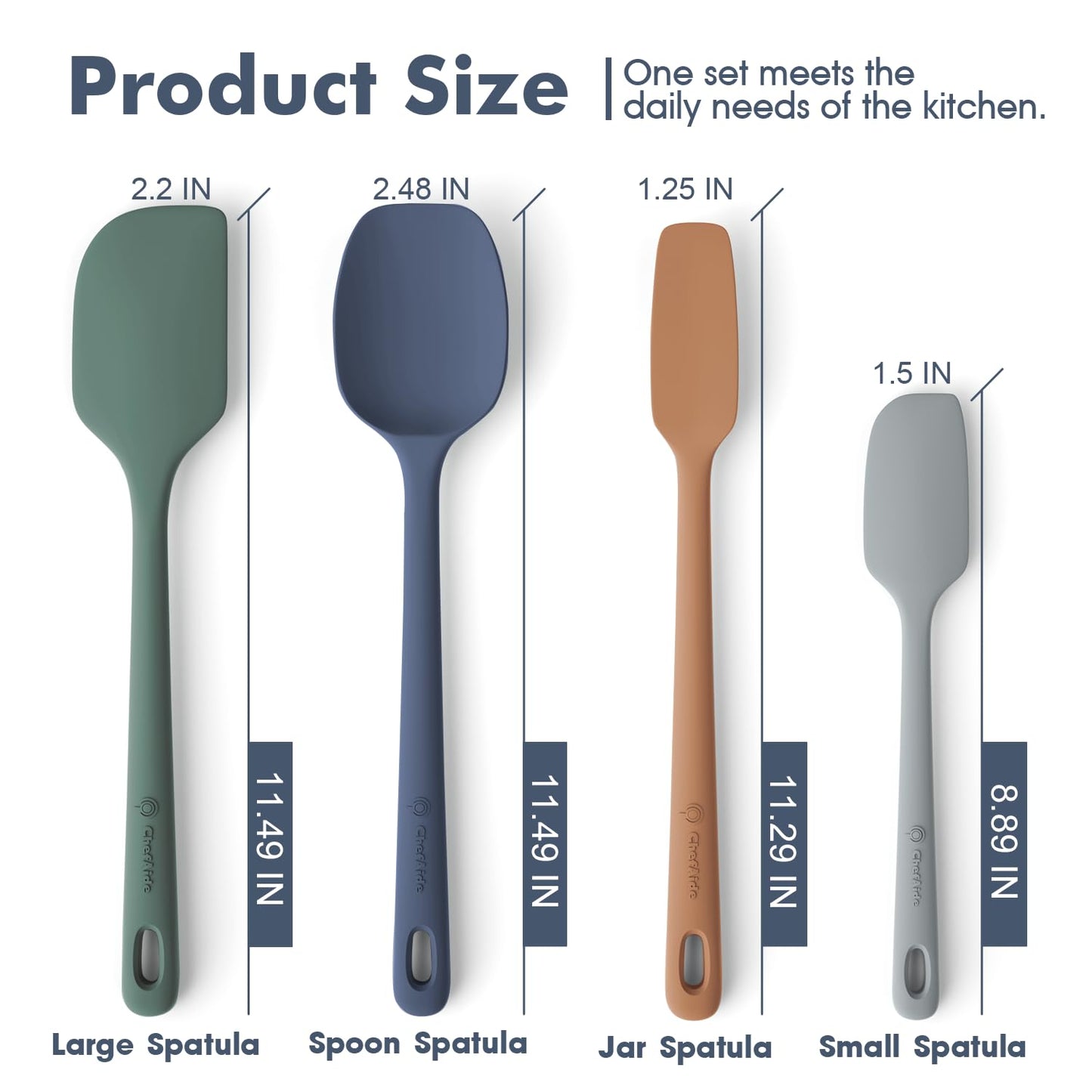 5 Pieces Silicone Spatula Set, Food Grade Rubber Spatula, Upgrade Strong Handle with Ergonomic Grip, Heat Resistant Up to 600°F for Nonstick Cookware, Cooking