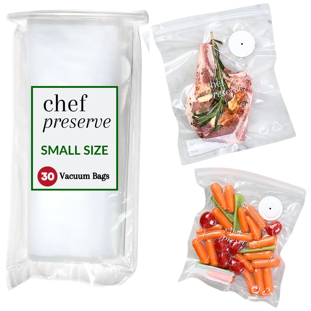 Chef Preserve Compact Vacuum Sealer for Food (Vacuum Sealer Machine + 30 Reusable Vacuum Bags) Powerful Handheld Vacuum Sealer Machine, Seal Meal Saver, Portable Food Sealer