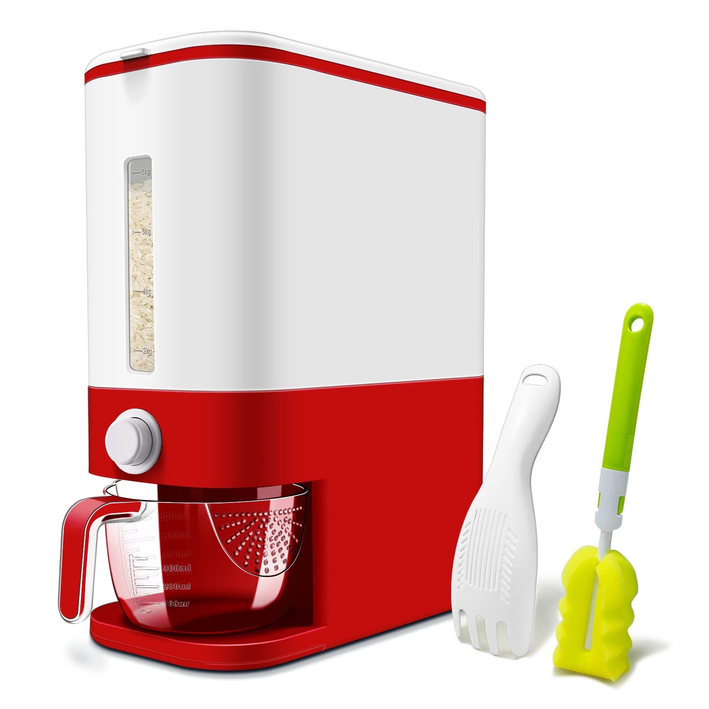 22-25 Lbs Rice Dispenser, Large Cereal Dry Food Storage Containers with Measuring Cup,BPA-Free Household for Kitchen Pantry Organization-Blue