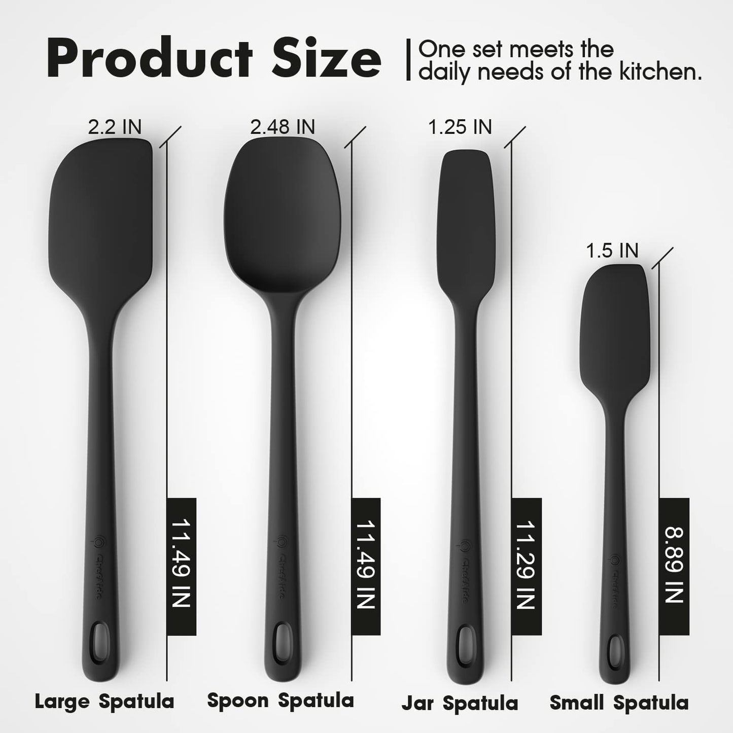 5 Pieces Silicone Spatula Set, Food Grade Rubber Spatula, Upgrade Strong Handle with Ergonomic Grip, Heat Resistant Up to 600°F for Nonstick Cookware, Cooking