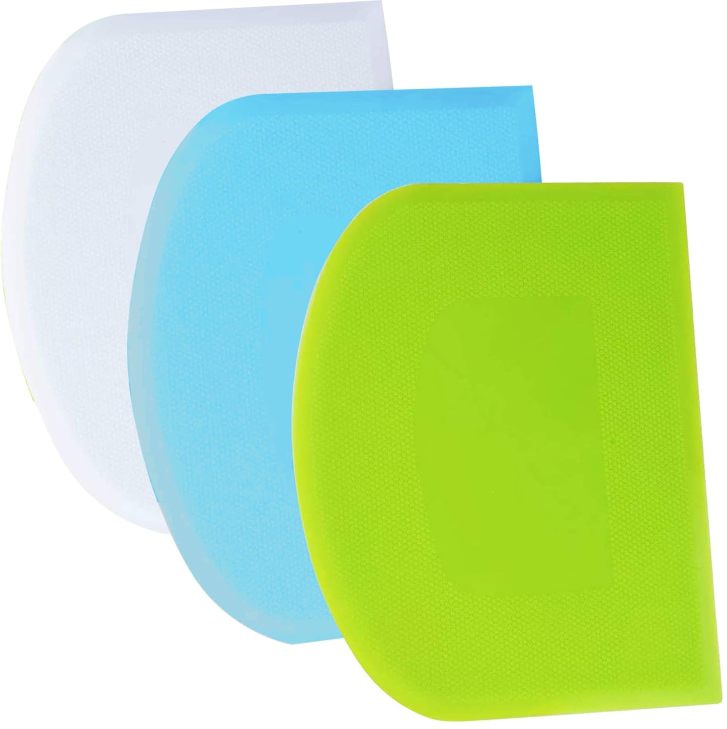 SURDOCA Dough Scraper Bench Scraper - 3P 4.7x3.7" Plastic Flexible Bowl Scraper, Sharp Edge & Angles Cake Scraper. Non-Slip Bakeware Decorating Tools Sculpting & Modeling Tools - Yellow+Green+Yellow