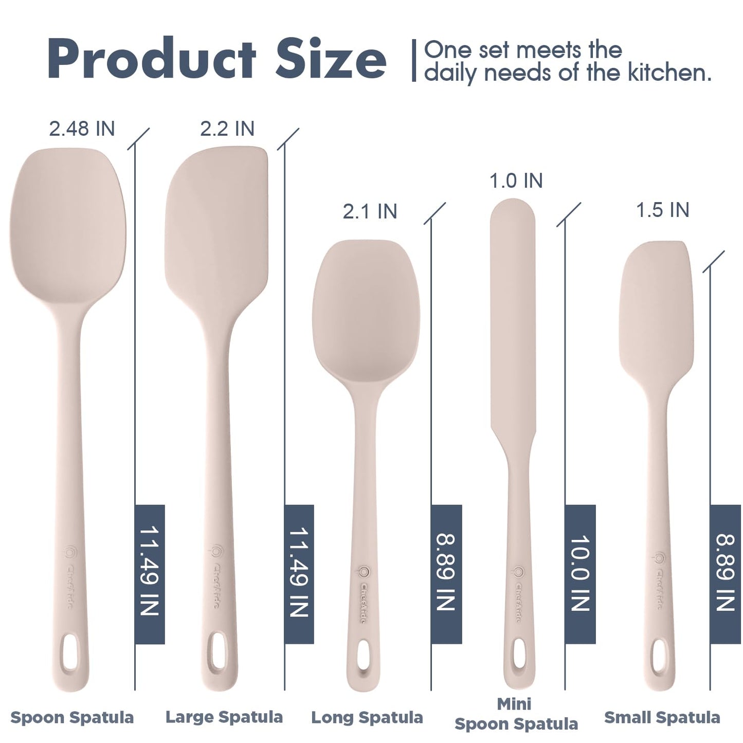 5 Pieces Silicone Spatula Set, Food Grade Rubber Spatula, Upgrade Strong Handle with Ergonomic Grip, Heat Resistant Up to 600°F for Nonstick Cookware, Cooking