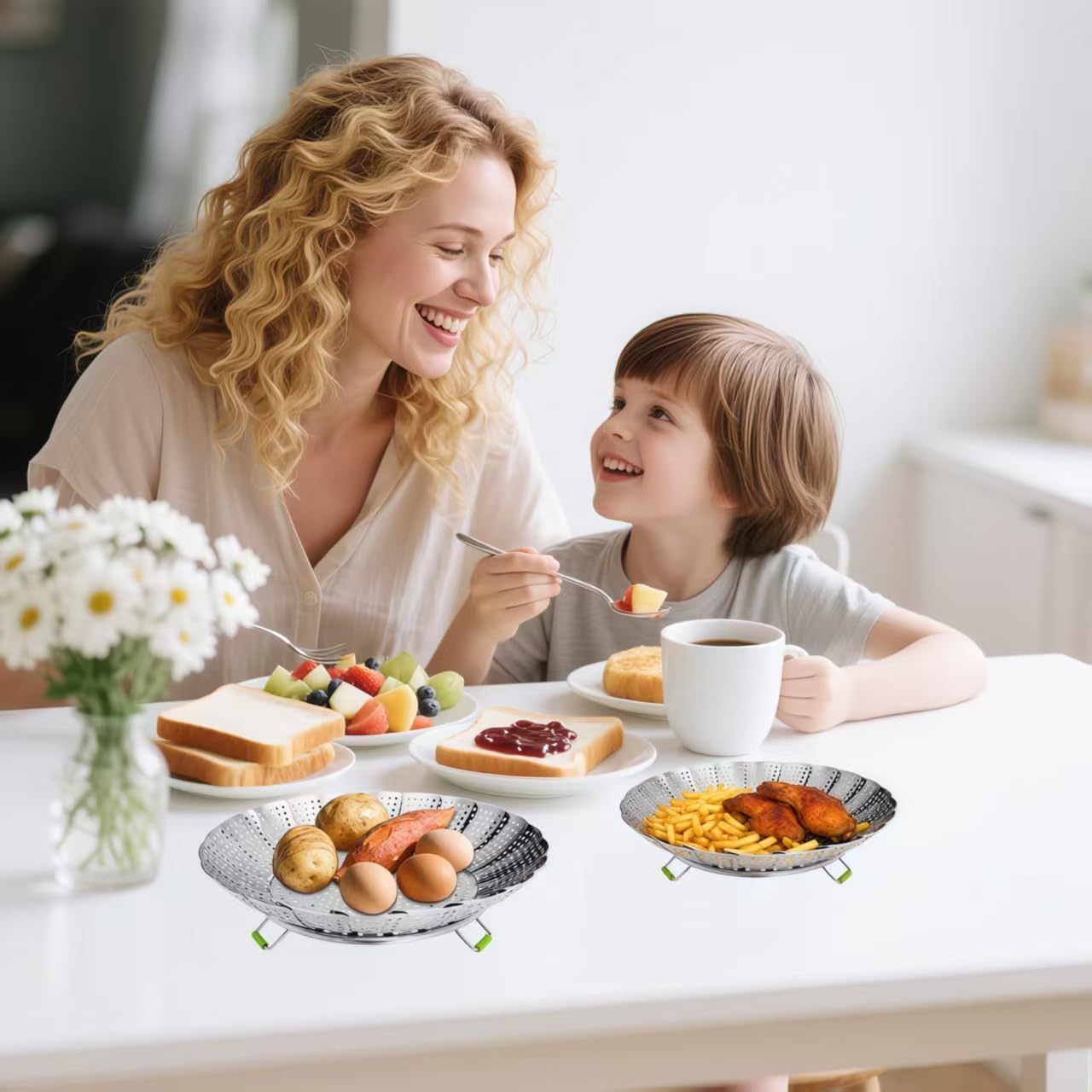 Vegetables Steamer for Cooking,Stainless Steel Veggie Steamer Basket - Folding