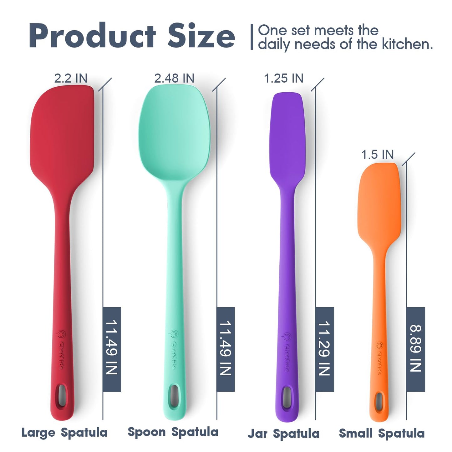 5 Pieces Silicone Spatula Set, Food Grade Rubber Spatula, Upgrade Strong Handle with Ergonomic Grip, Heat Resistant Up to 600°F for Nonstick Cookware, Cooking