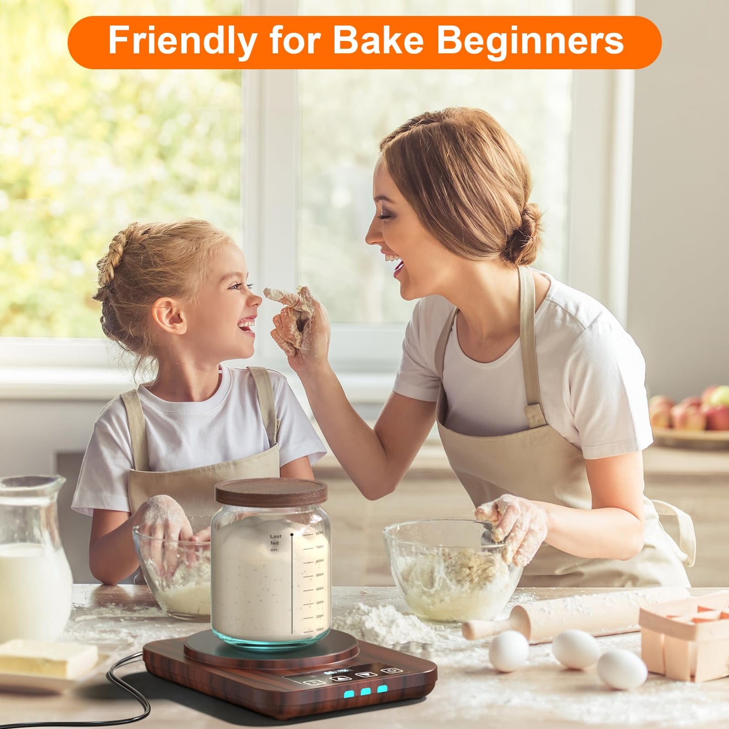 Electric Sourdough Starter Warmer Mat, Upgrade Warming Heating Pad for Sour Dough Starter, Sourdough Heater Proofing Tool for Home Baking with US Plug Thermostat Control, Timing, Memory Function