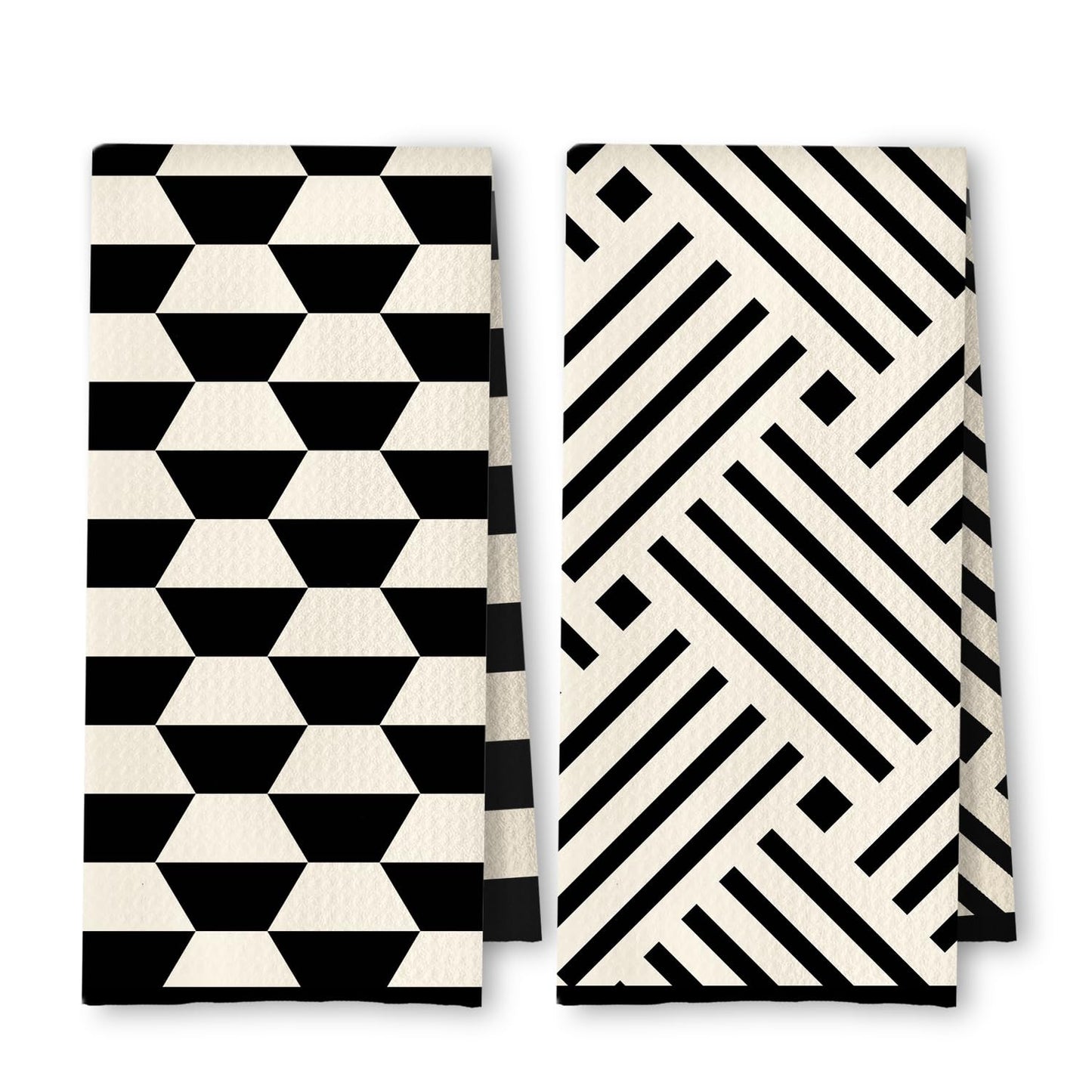 Beige and Black Moroccan Kitchen Towels, Boho Abstract Dish Tea Towels for Kitchen Decor, Retro Mid Century Modern Hand Towel for Bathroom Decor, 16x24 Inches