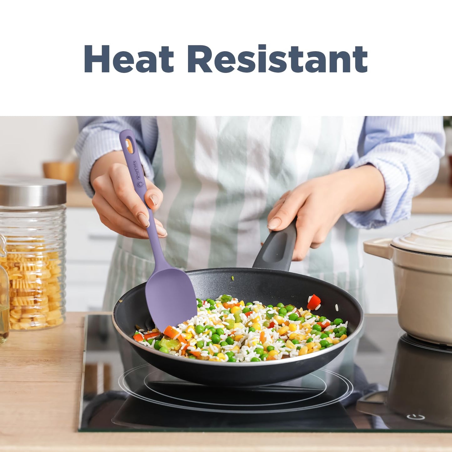 5 Pieces Silicone Spatula Set, Food Grade Rubber Spatula, Upgrade Strong Handle with Ergonomic Grip, Heat Resistant Up to 600°F for Nonstick Cookware, Cooking