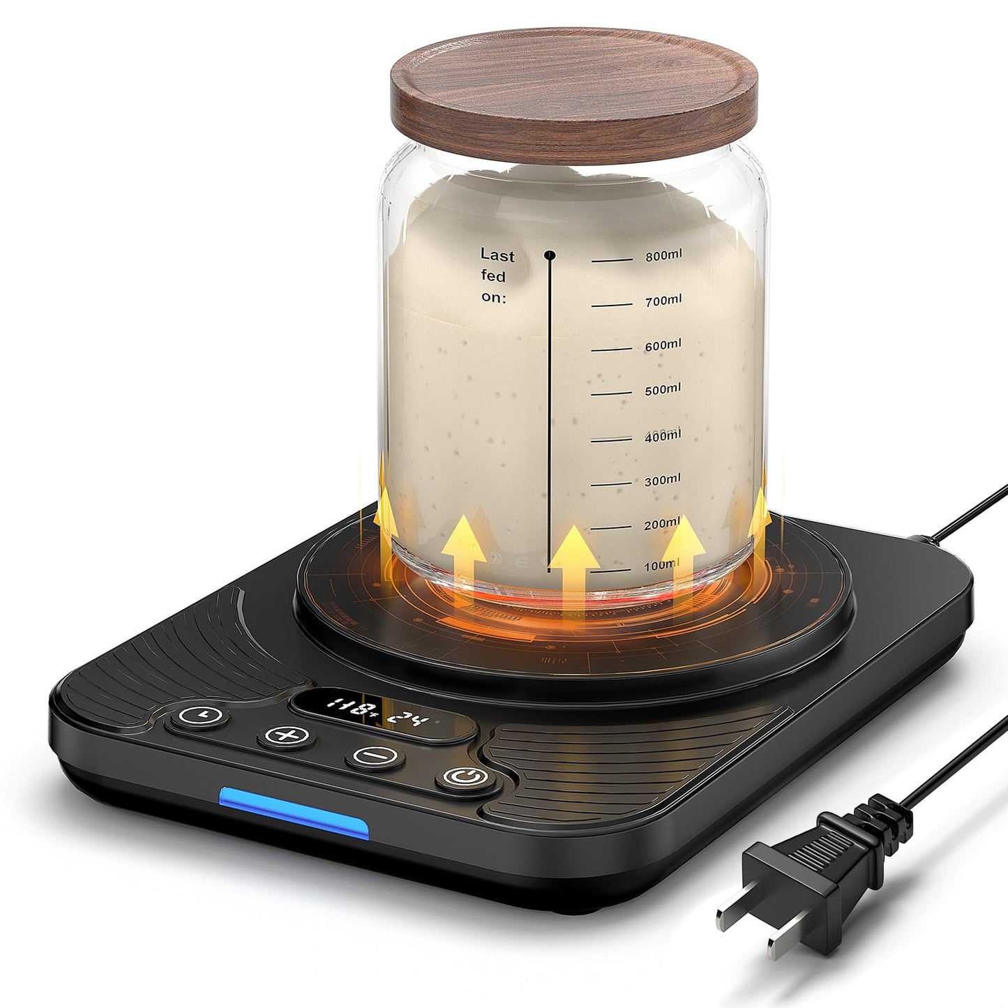 Electric Sourdough Starter Warmer Mat, Upgrade Warming Heating Pad for Sour Dough Starter, Sourdough Heater Proofing Tool for Home Baking with US Plug Thermostat Control, Timing, Memory Function