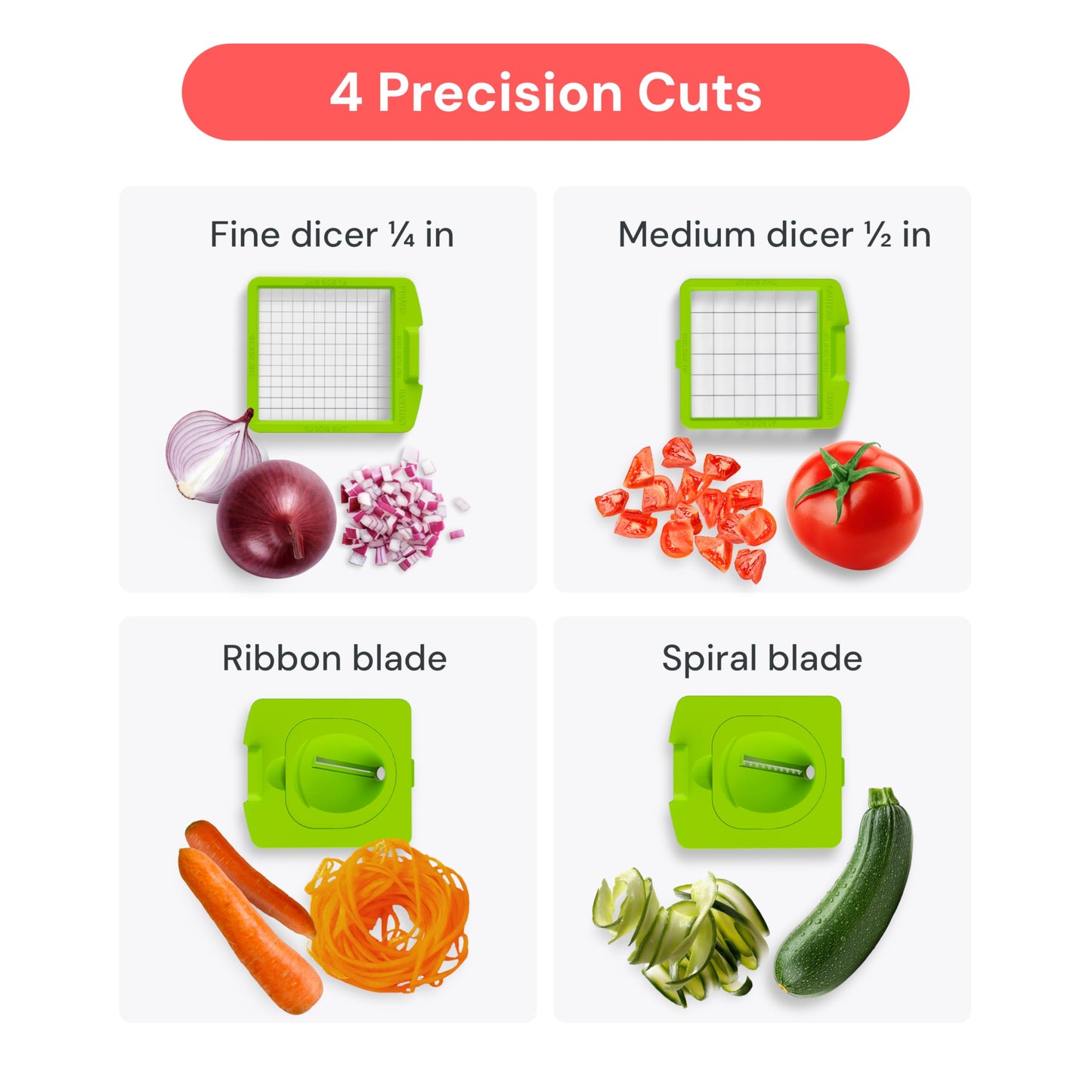 Fullstar The Original Pro Chopper - Vegetable Chopper and Spiralizer, Food Chopper with Container, Fruit Slicer, Kitchen Gadgets & Gifts, Home Essentials (8 in 1, White)