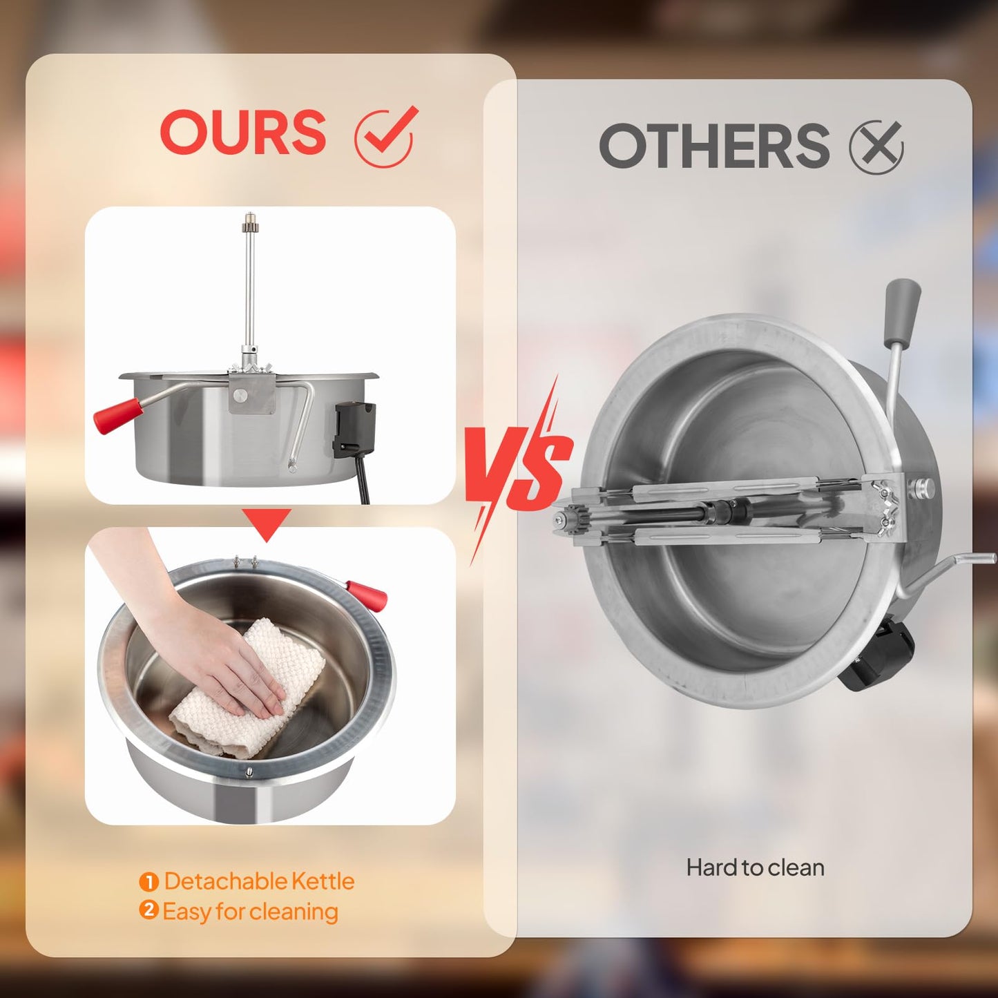 ROVSUN Popcorn Machine with 8 Ounce Kettle Makes Up to 32 Cups, Commercial Popcorn Machine Countertop Popcorn Maker w/Stainless Steel Scoop, Oil Spoon & 3 Popcorn Cups for Home Movie Theater, ETL