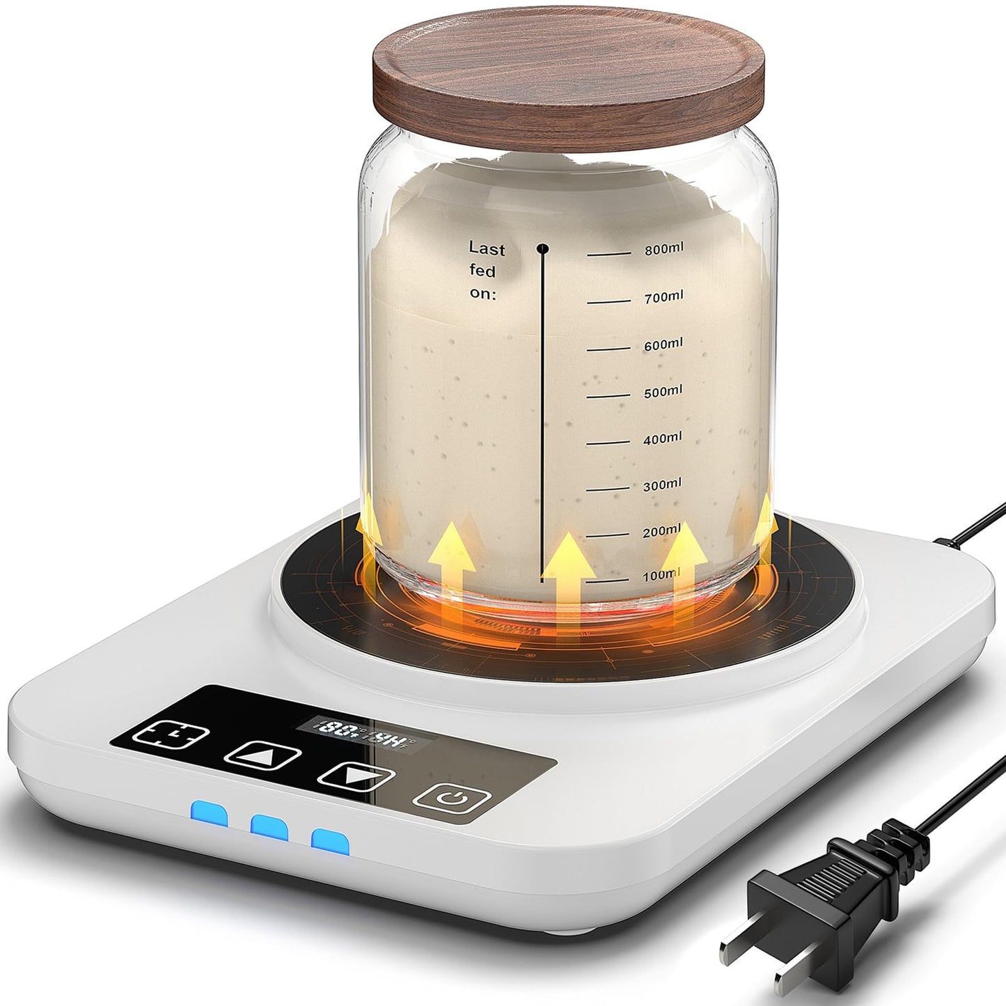 Electric Sourdough Starter Warmer Mat, Upgrade Warming Heating Pad for Sour Dough Starter, Sourdough Heater Proofing Tool for Home Baking with US Plug Thermostat Control, Timing, Memory Function