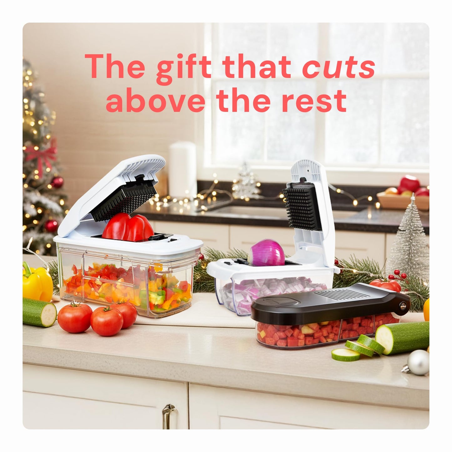 Fullstar The Original Pro Chopper - Vegetable Chopper and Spiralizer, Food Chopper with Container, Fruit Slicer, Kitchen Gadgets & Gifts, Home Essentials (8 in 1, White)