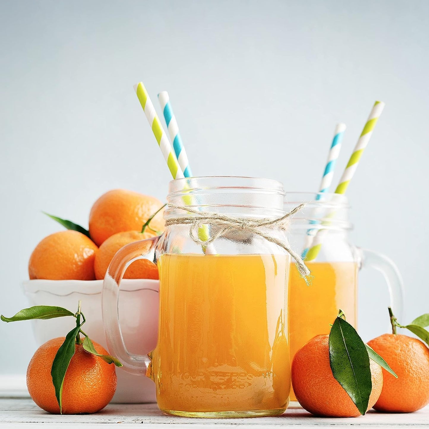 TANGLONG 16 oz Mason Jars with Handle, Mason Jar Cups, Glass Cups with Lids and Straws, Drinking Glasses Set of 12