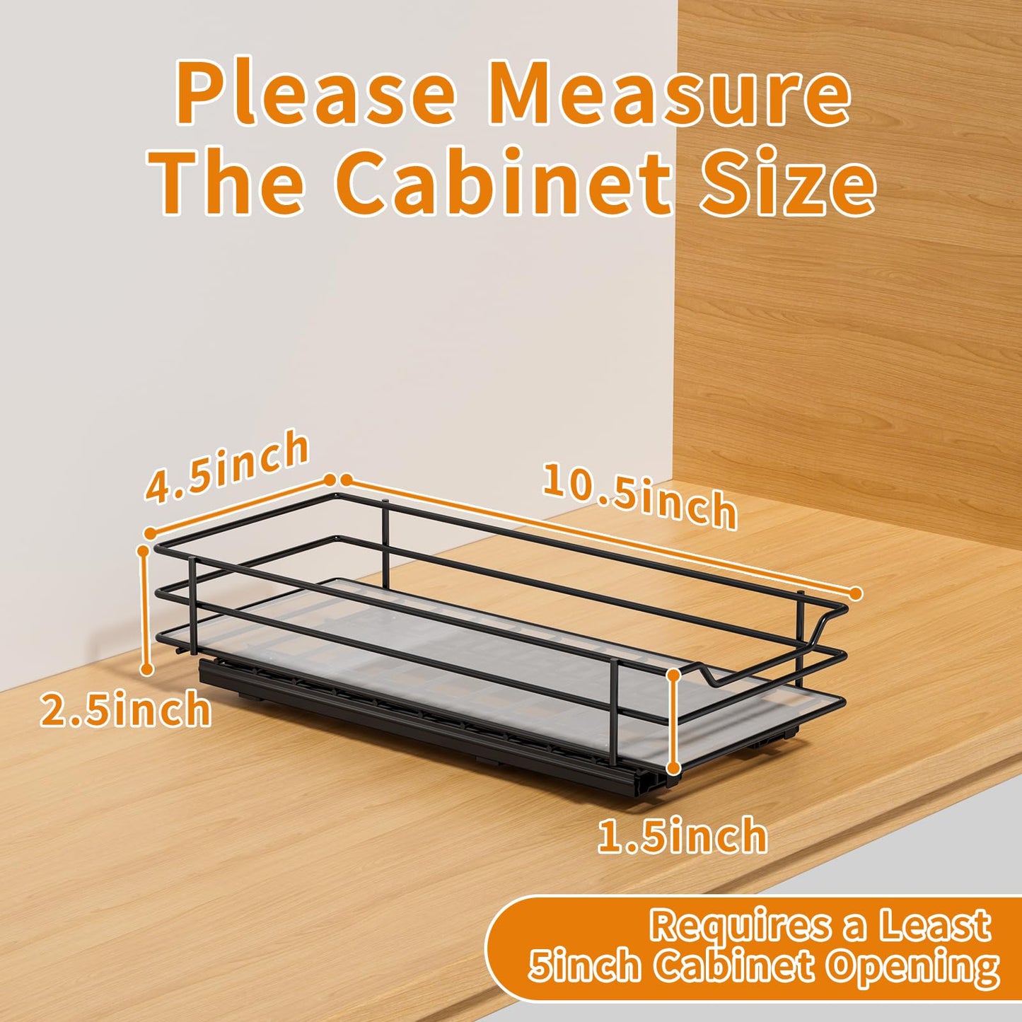 RCHYFEED Pull Out Spice Rack Organizer for Cabinet,Slide out Spice Organizer for Inside Cabinets,Heavy Duty Spice Organization for Kitchen and Pantry,Seasoning,Sauces(1-Tier,8.5" Wx10.5 Dx2.5 H)