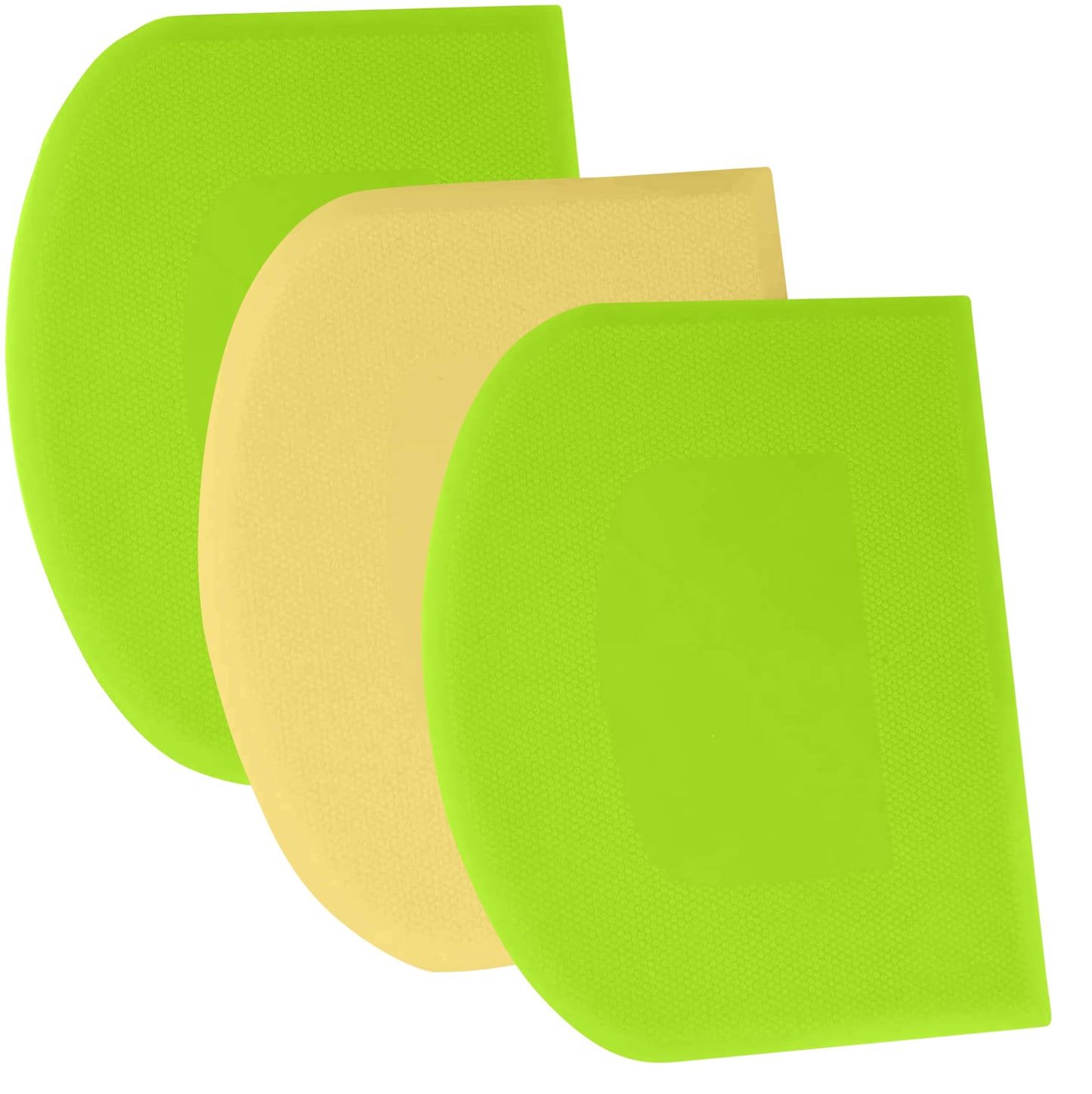 SURDOCA Dough Scraper Bench Scraper - 3P 4.7x3.7" Plastic Flexible Bowl Scraper, Sharp Edge & Angles Cake Scraper. Non-Slip Bakeware Decorating Tools Sculpting & Modeling Tools - Yellow+Green+Yellow