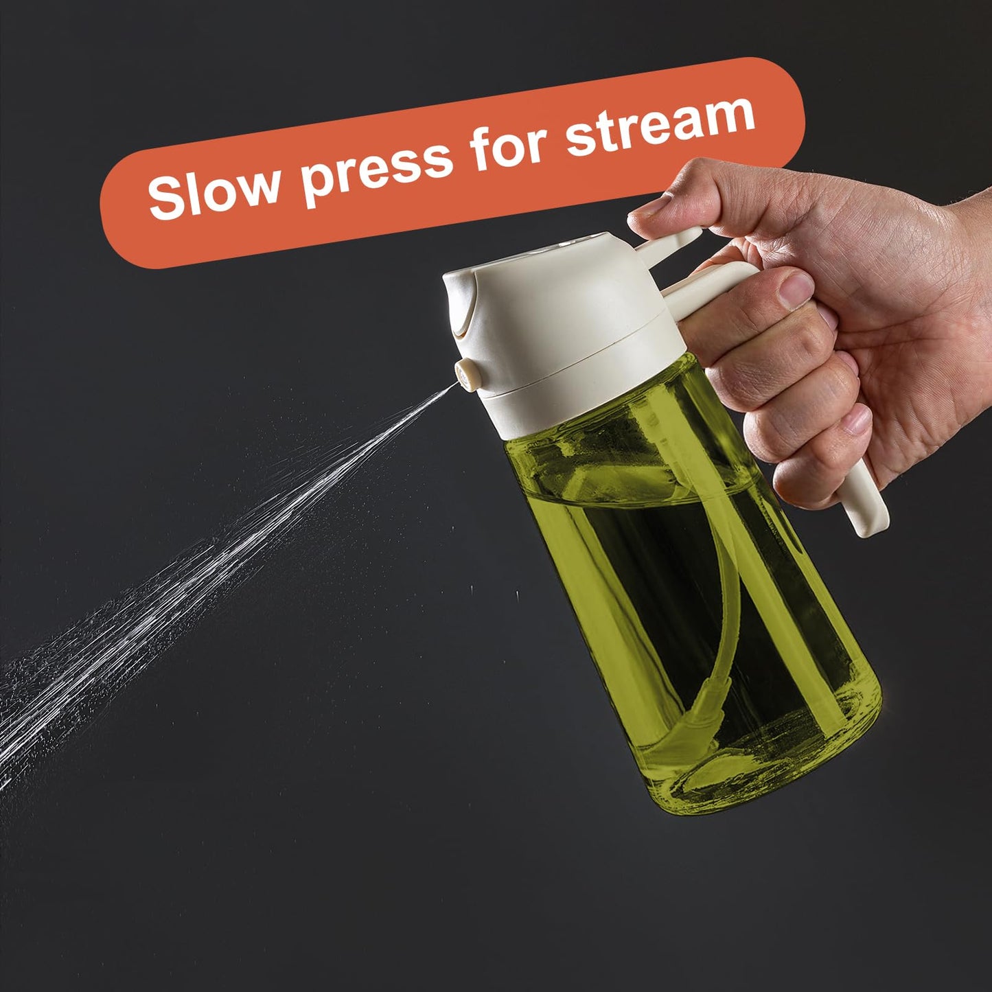 CXINYI - 16oz/470ml Olive Oil Dispenser for Kitchen with Stickers - 2 in 1 Olive Oil Sprayer for Cooking, Air Fryer, and Salad, Black&Green (Light-Proof Kitchen Gadget)