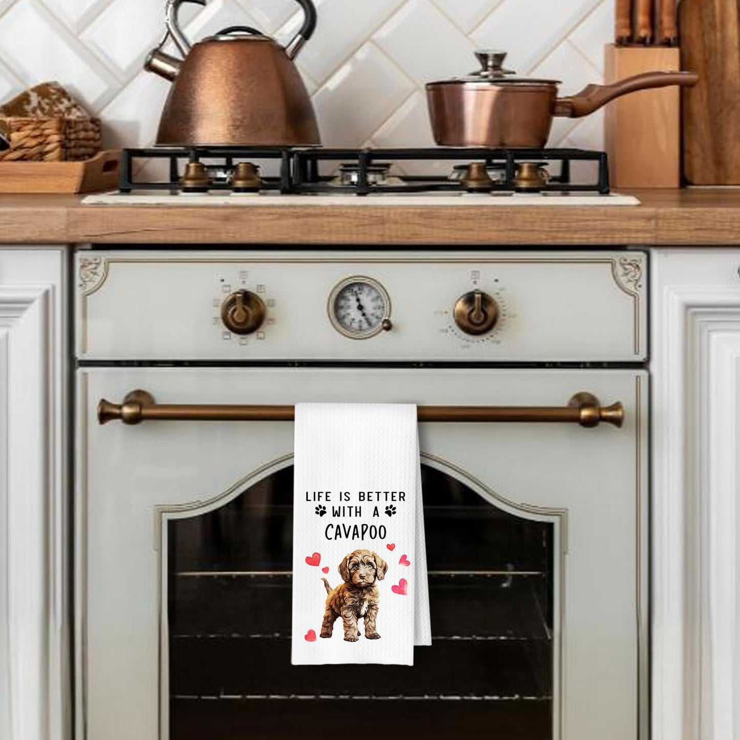 Cavapoo Dog Kitchen Towels, Cavapoo Gifts for Women Dish Tea Towels for Kitchen Decor, Dog Lovers Mom Gifts Decorative Hand Towel for Bathroom, 16x24 Inches