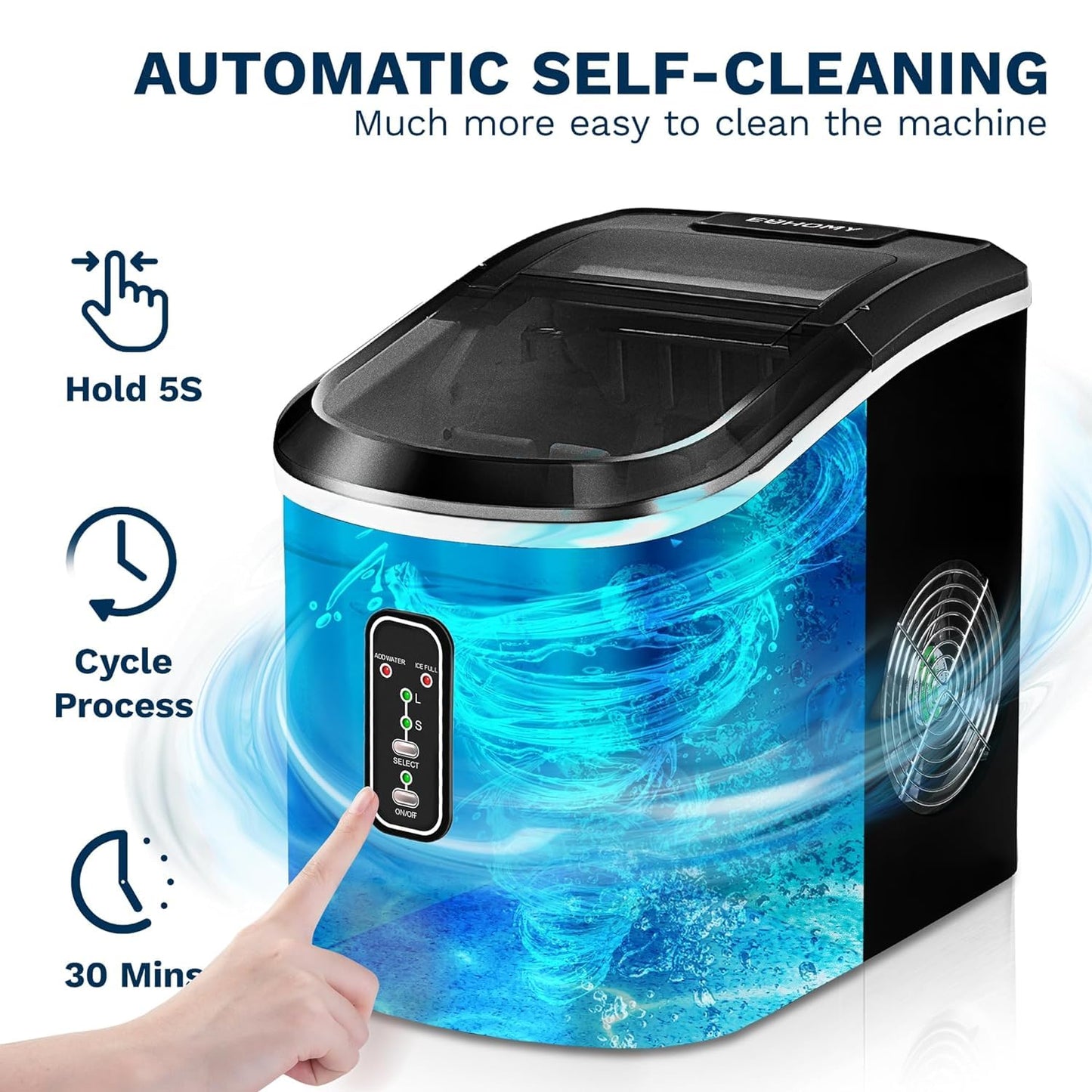 EUHOMY Nugget Ice Makers for Countertop with Ice Scoop & Basket, Self-Cleaning Sonic Pebble/Pellet Ice Maker Machine with 35lbs/24H Soft Ice for Home/Kitchen/Office, Stainless Steel, Silver