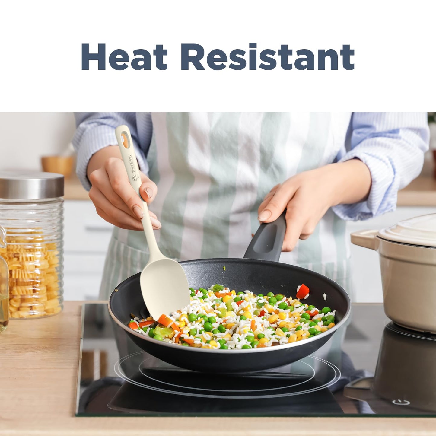 5 Pieces Silicone Spatula Set, Food Grade Rubber Spatula, Upgrade Strong Handle with Ergonomic Grip, Heat Resistant Up to 600°F for Nonstick Cookware, Cooking