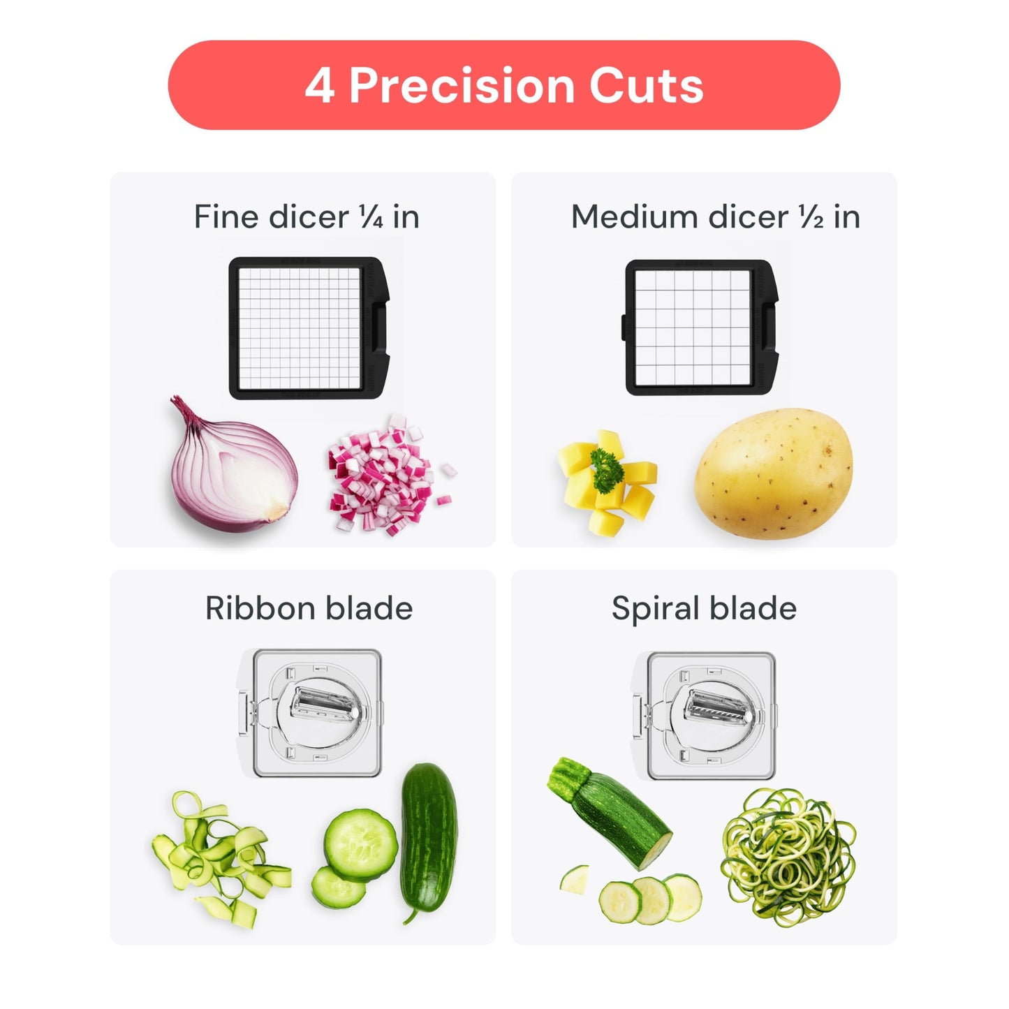 Fullstar The Original Pro Chopper - Vegetable Chopper and Spiralizer, Food Chopper with Container, Fruit Slicer, Kitchen Gadgets & Gifts, Home Essentials (8 in 1, White)