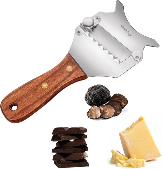 Cook Guy Premium Stainless Steel Truffle and Cheese Slicer with Adjustable Blade and Elegant Rosewood Handle, Versatile Chocolate Shaver and Wavy Blade Dessert Knife for Essential Kitchen Use