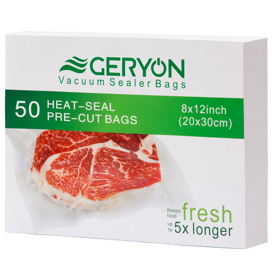 GERYON Vacuum Sealer Machine – Automatic Food Vacuum Sealer for Dry & Moist Food, Compact with LED Touch Panel, Includes Zipper Bags & Roll, Perfect for Sous Vide & Freezer Storage (Silver)