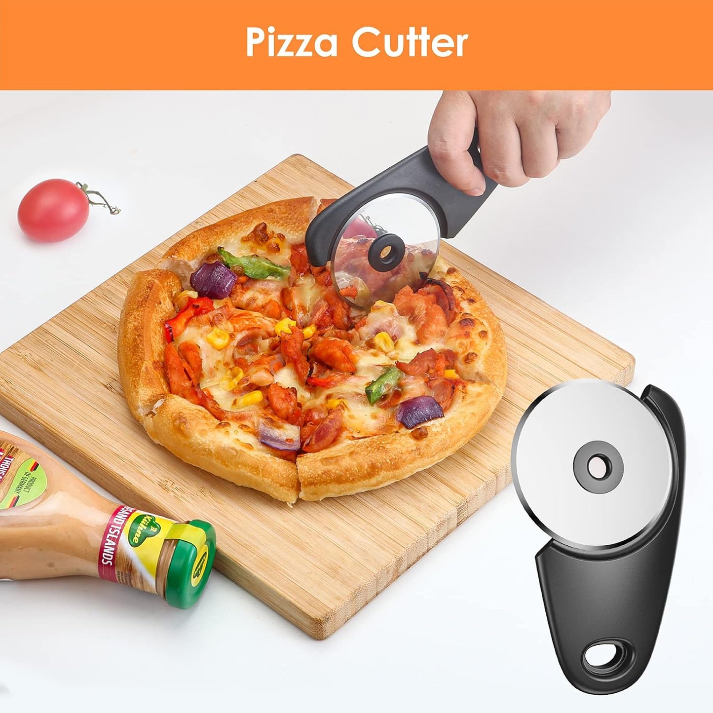 Pisol Kitchen Unique Gadgets Set 6 Pieces, Space Saving, Cheese Grater, Bottle Opener, Fruit Vegetable Peeler, Pizza Cutter, Garlic Ginger Grinder, Herb Stripper Gift Set