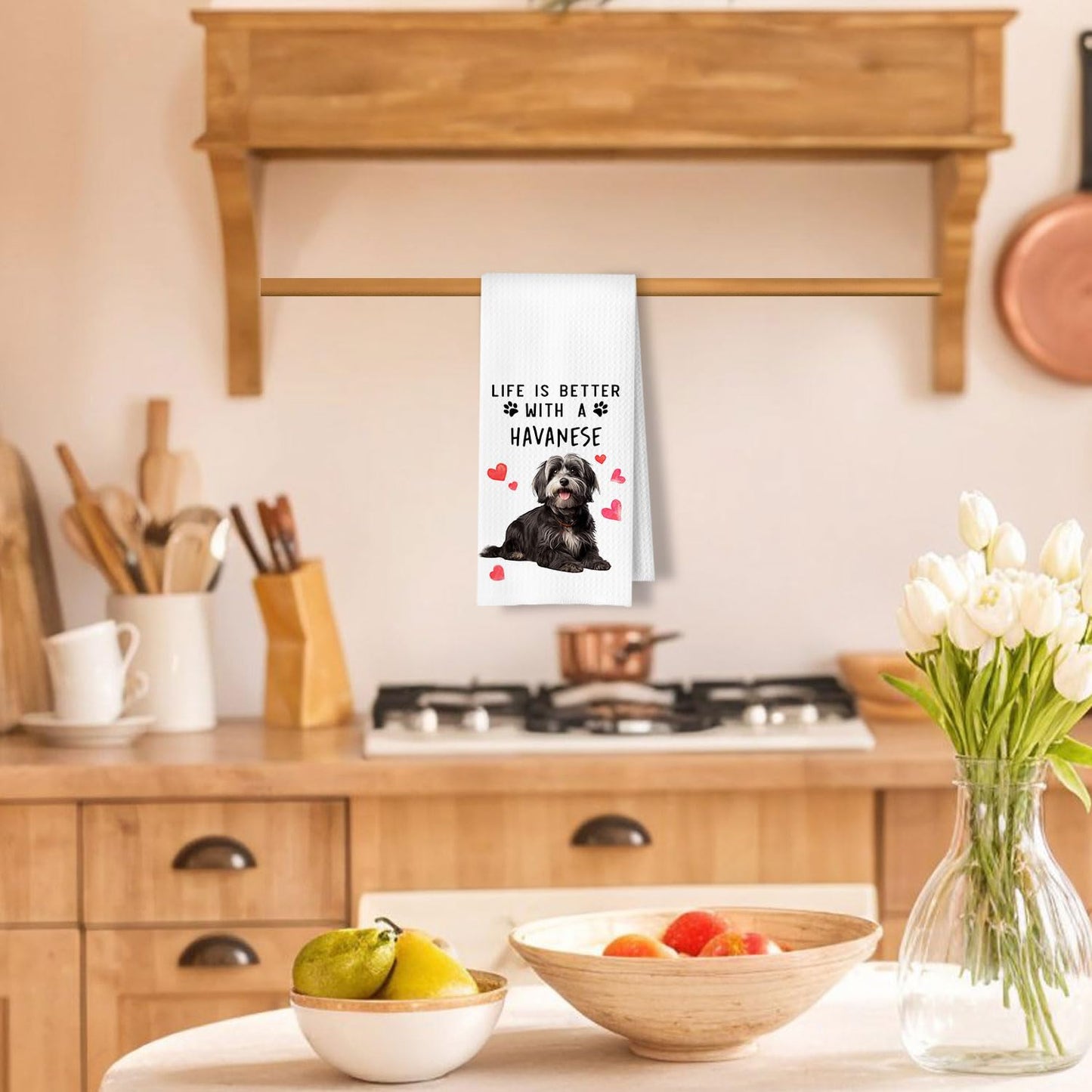 Cavapoo Dog Kitchen Towels, Cavapoo Gifts for Women Dish Tea Towels for Kitchen Decor, Dog Lovers Mom Gifts Decorative Hand Towel for Bathroom, 16x24 Inches