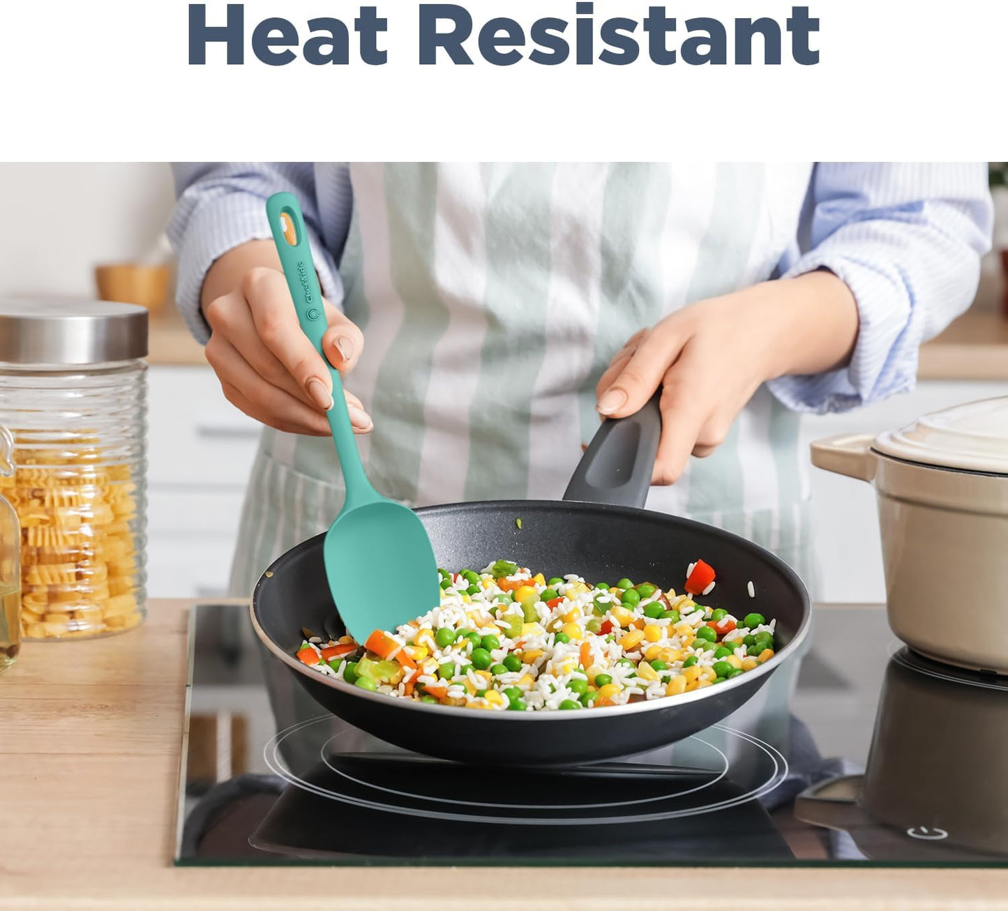 5 Pieces Silicone Spatula Set, Food Grade Rubber Spatula, Upgrade Strong Handle with Ergonomic Grip, Heat Resistant Up to 600°F for Nonstick Cookware, Cooking