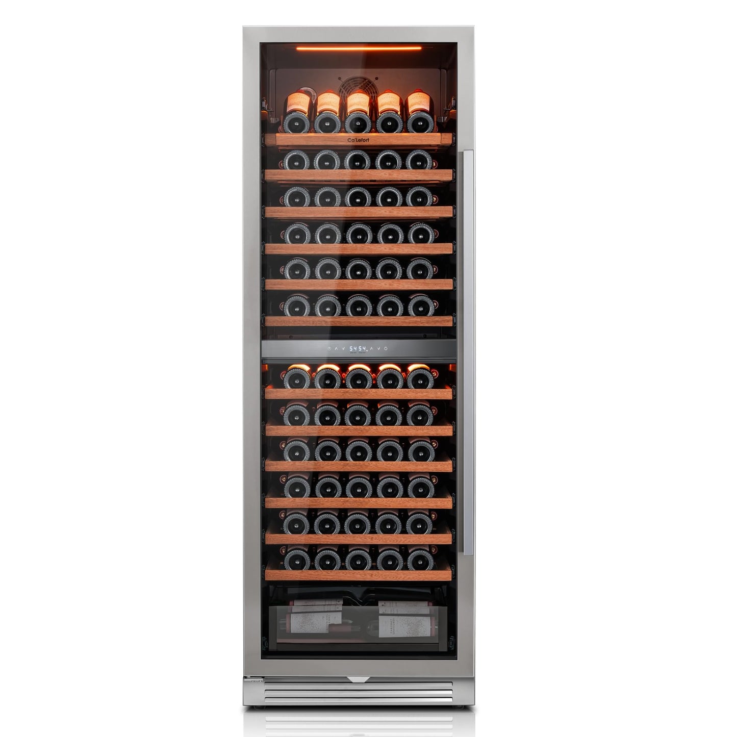 Ca'Lefort 24 Inch Wine Fridge, Dual Zone 90 Bottle Wine Cooler Refrigerator, 40-65°F Refrigerator with Glass Door, 3 LED Built-in/Freestanding Fridge for Bar/Kitchen/Resterant (Left-Hinged)