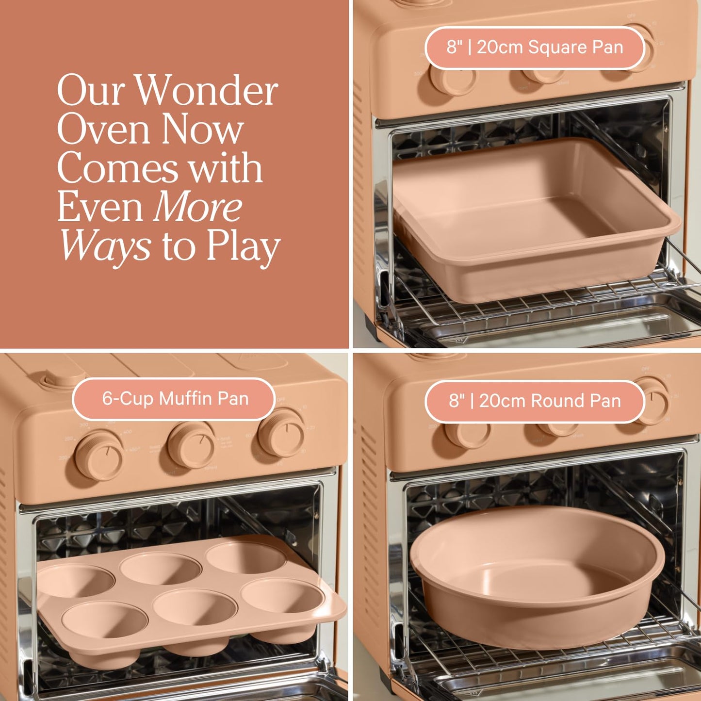 Our Place Wonder Oven Baker’s Kit – 3-Piece Toxin-Free Ceramic Nonstick Bakeware Set (8” Round, 8” Square, 6-Cup Muffin Pan) - Oven-Safe up to 450°F - Blue Salt